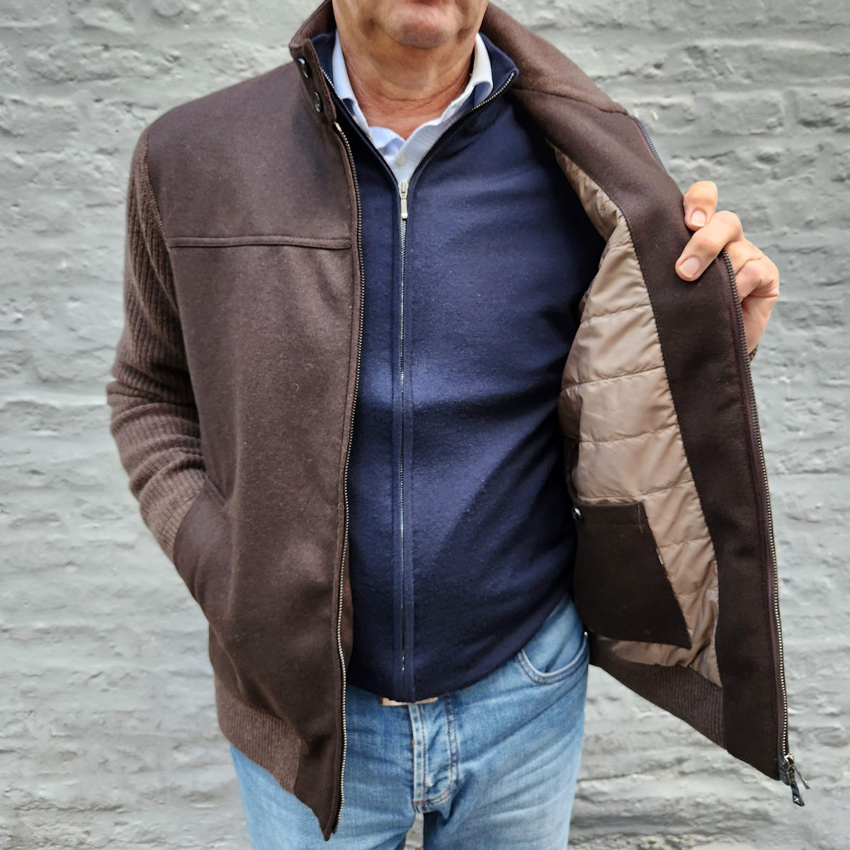 Baseball Jacket Wool/Knit Dark Brown