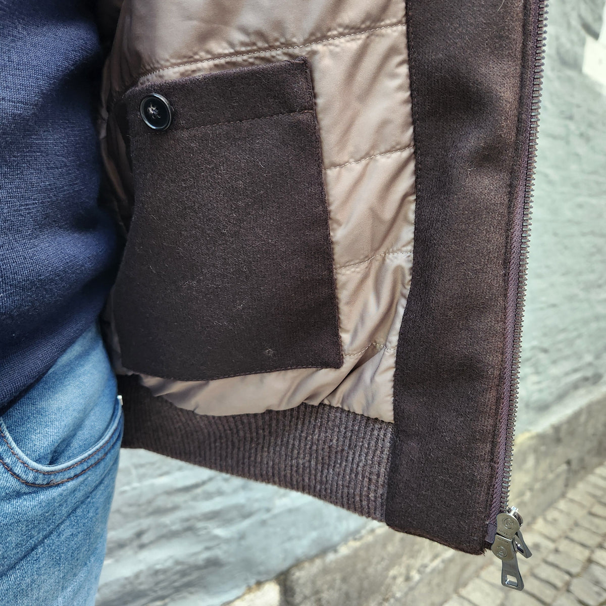 Baseball Jacket Wool/Knit Dark Brown