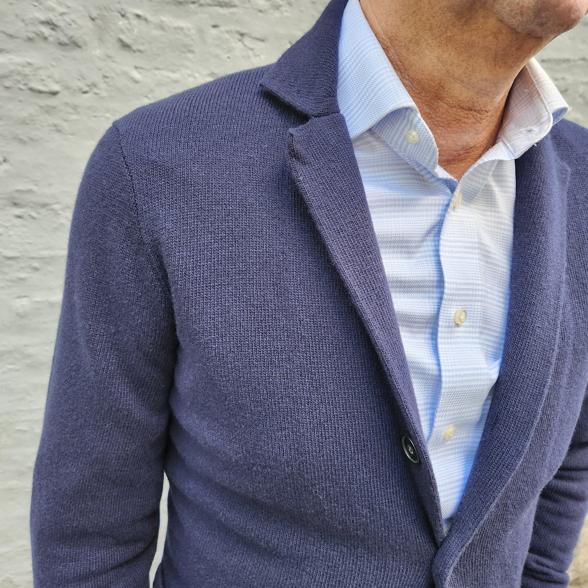 Luxury Merino Knitted Jacket Navy