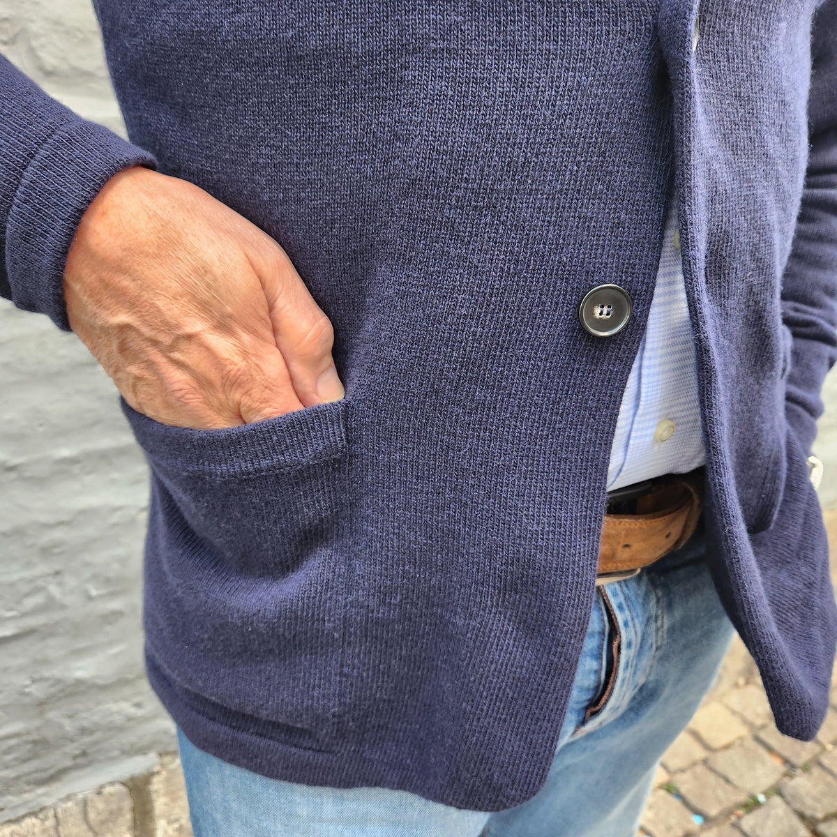Luxury Merino Knitted Jacket Navy