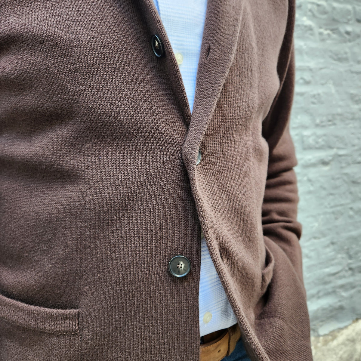 Luxury Merino Knitted Jacket Dark Brown