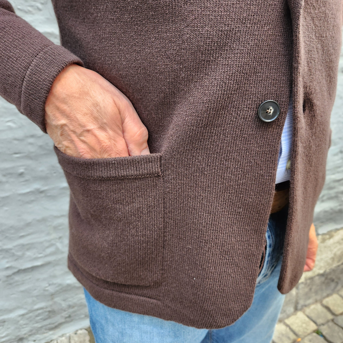 Luxury Merino Knitted Jacket Dark Brown