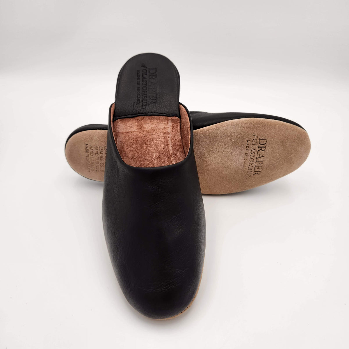 Leather Mule House Slipper Black
