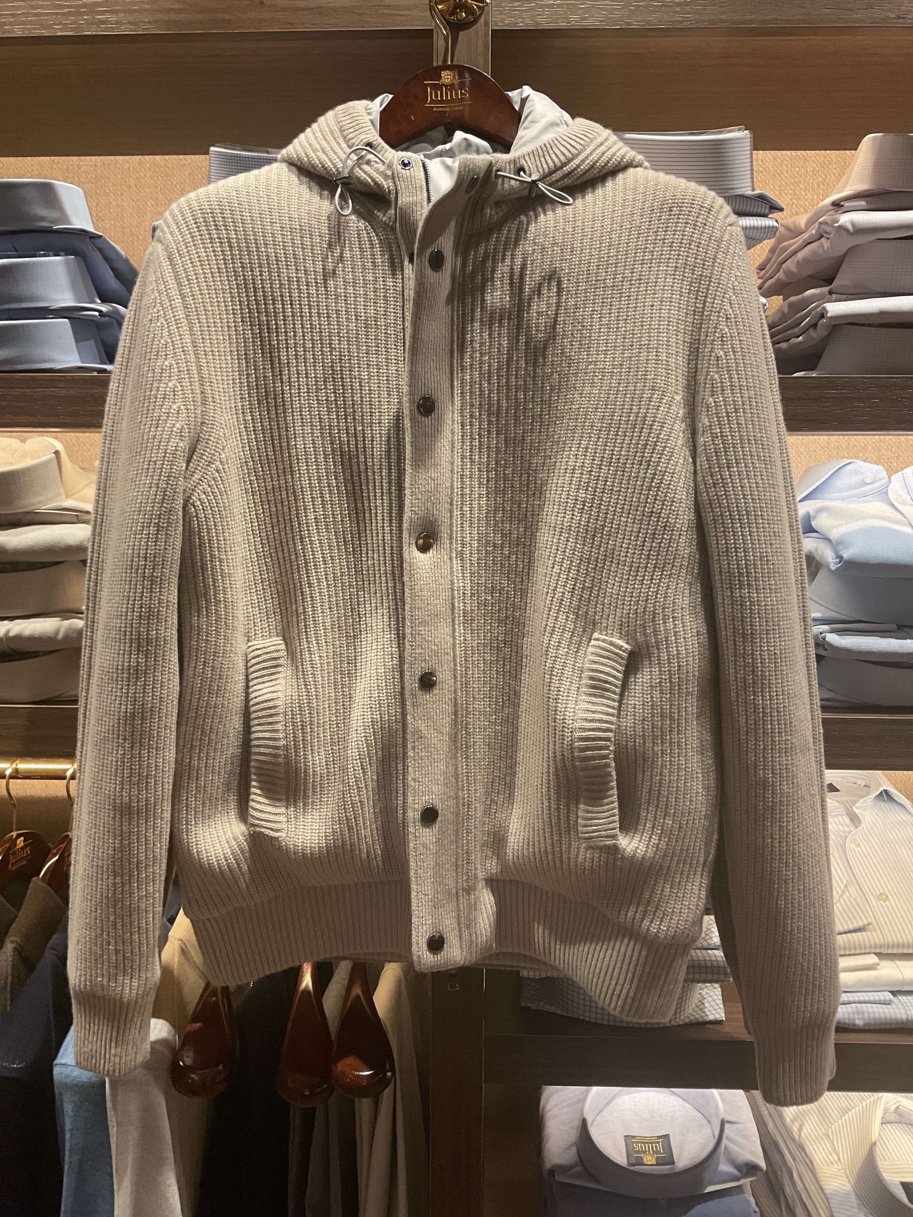 Vest Jacket Knitted Zip-Up Hoodie Beige