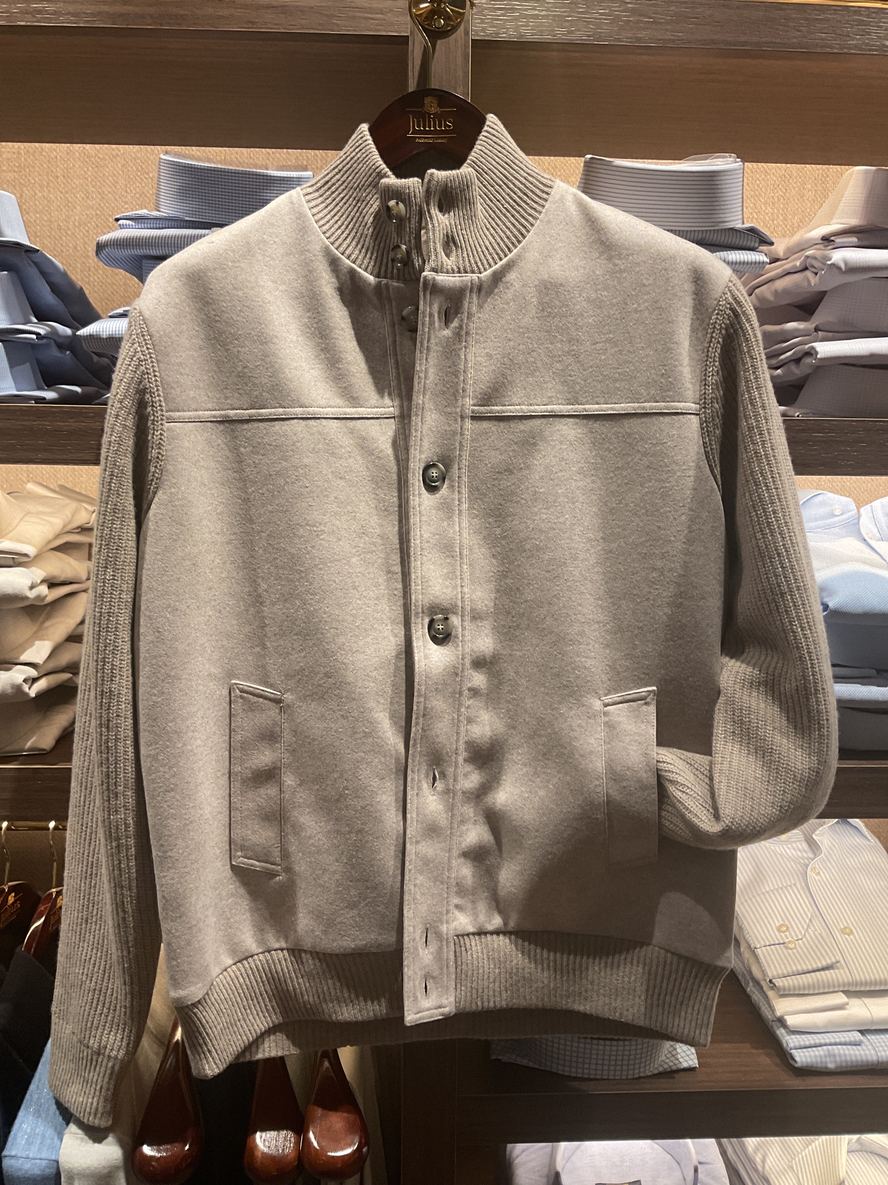 Bomber Jacket Wool/Knit Beige