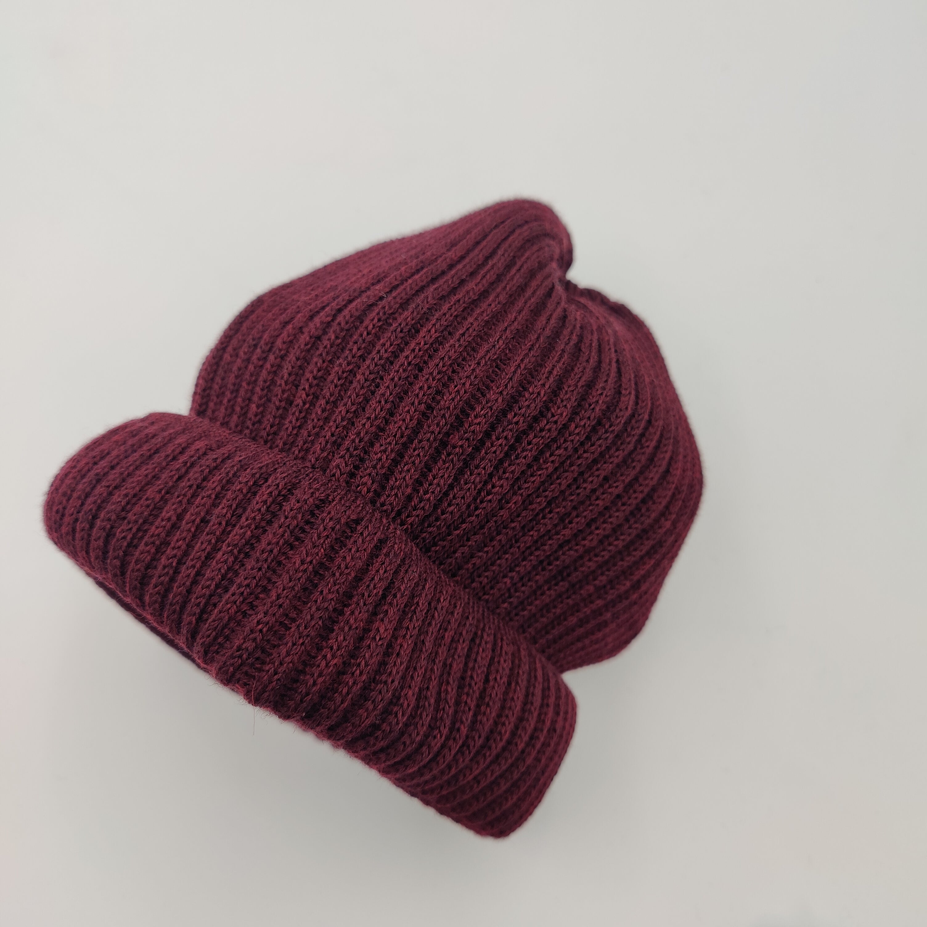 Wool Rib Beanie Burgundy