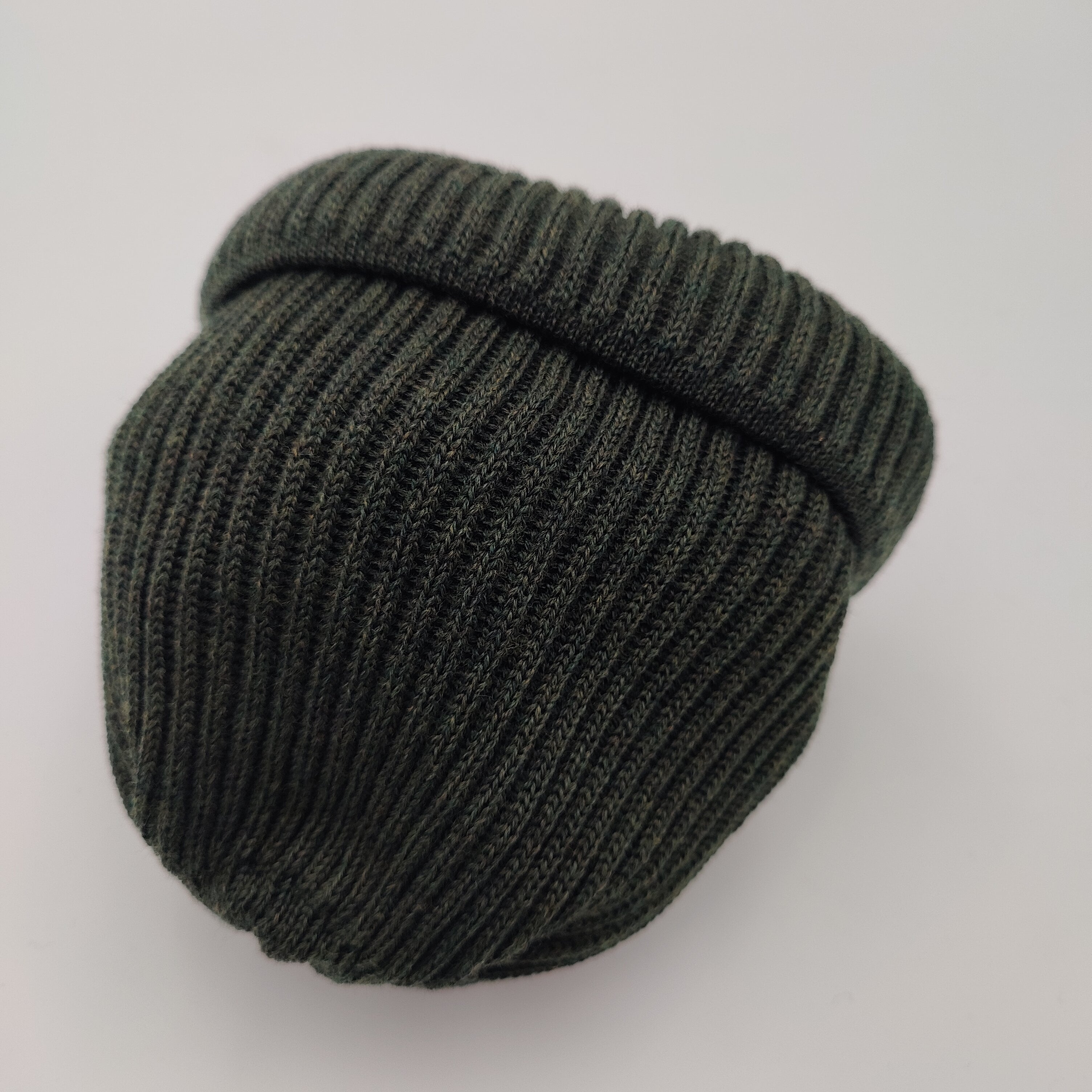 Wool Rib Beanie Green