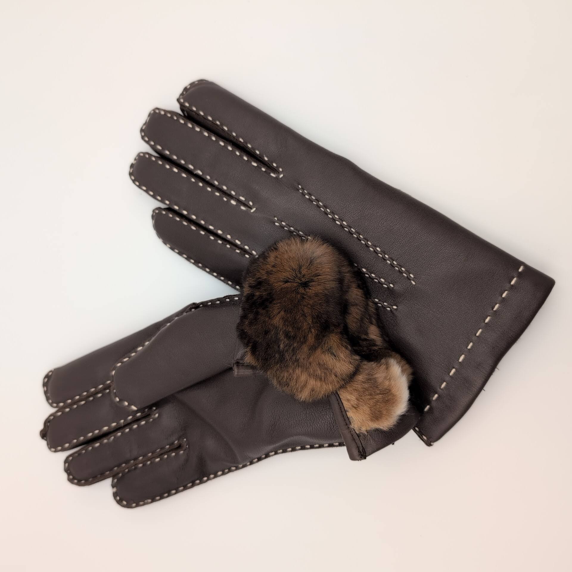 Gloves Deerskin Orylag Fur Lining Dark Brown