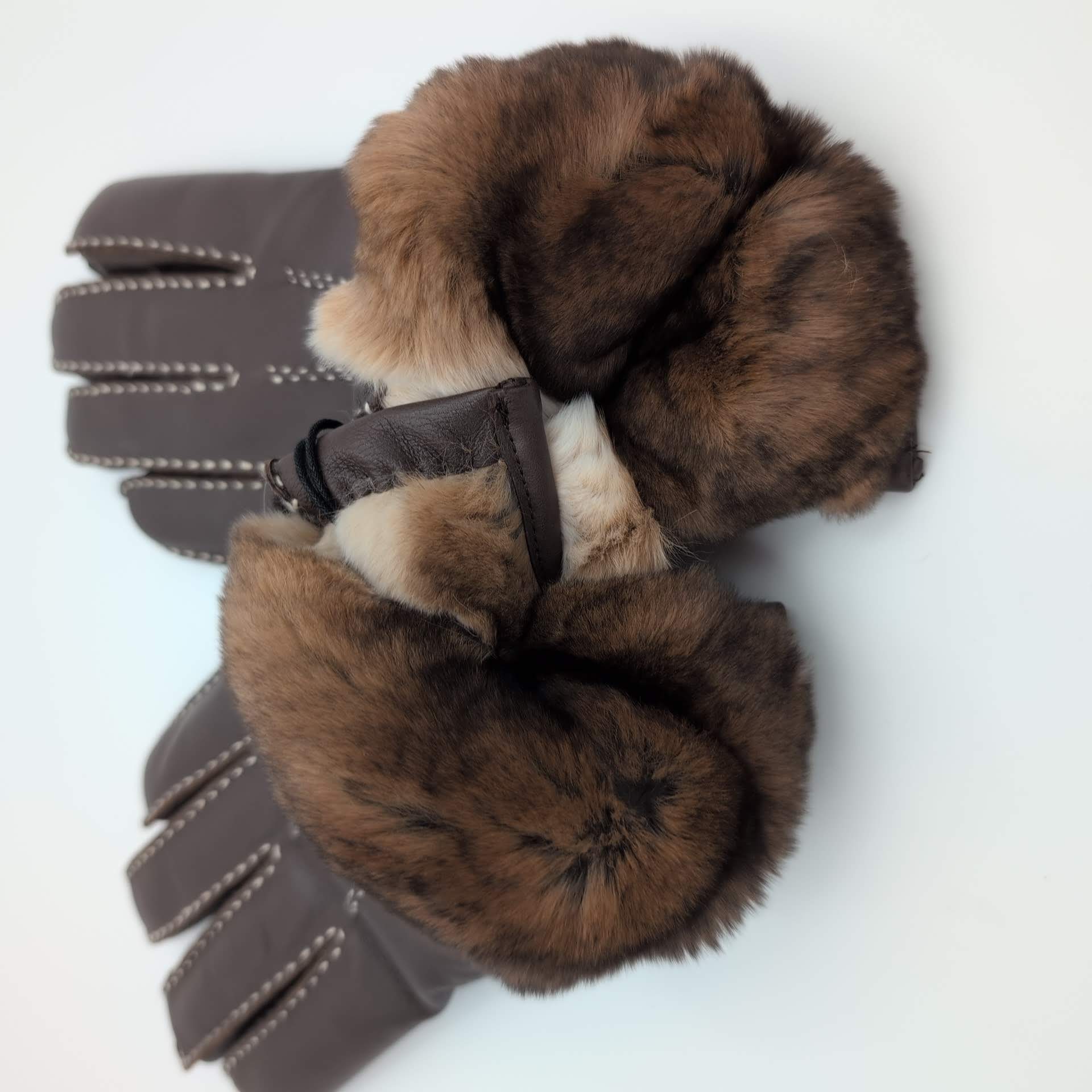 Gloves Deerskin Orylag Fur Lining Dark Brown