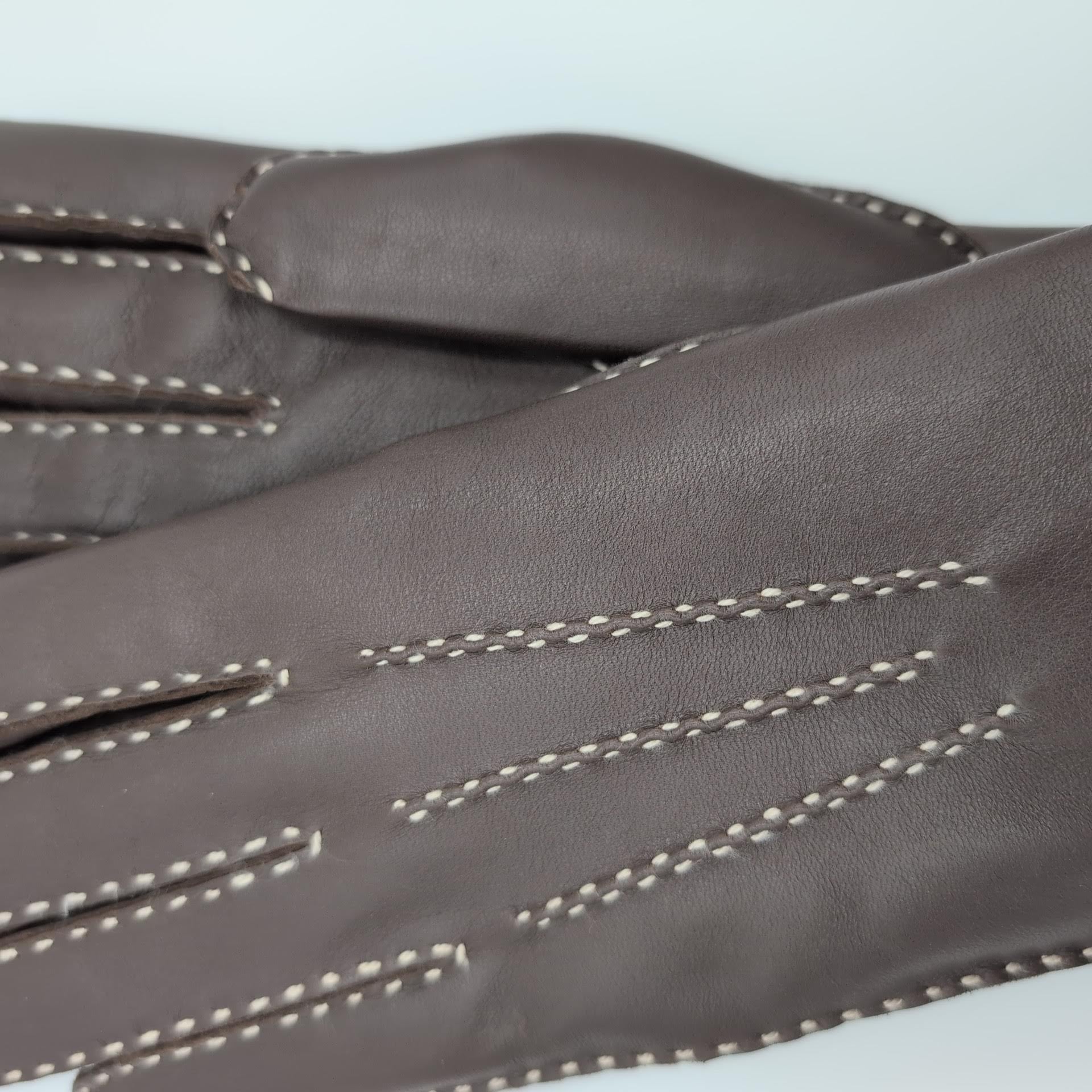 Gloves Deerskin Orylag Fur Lining Dark Brown