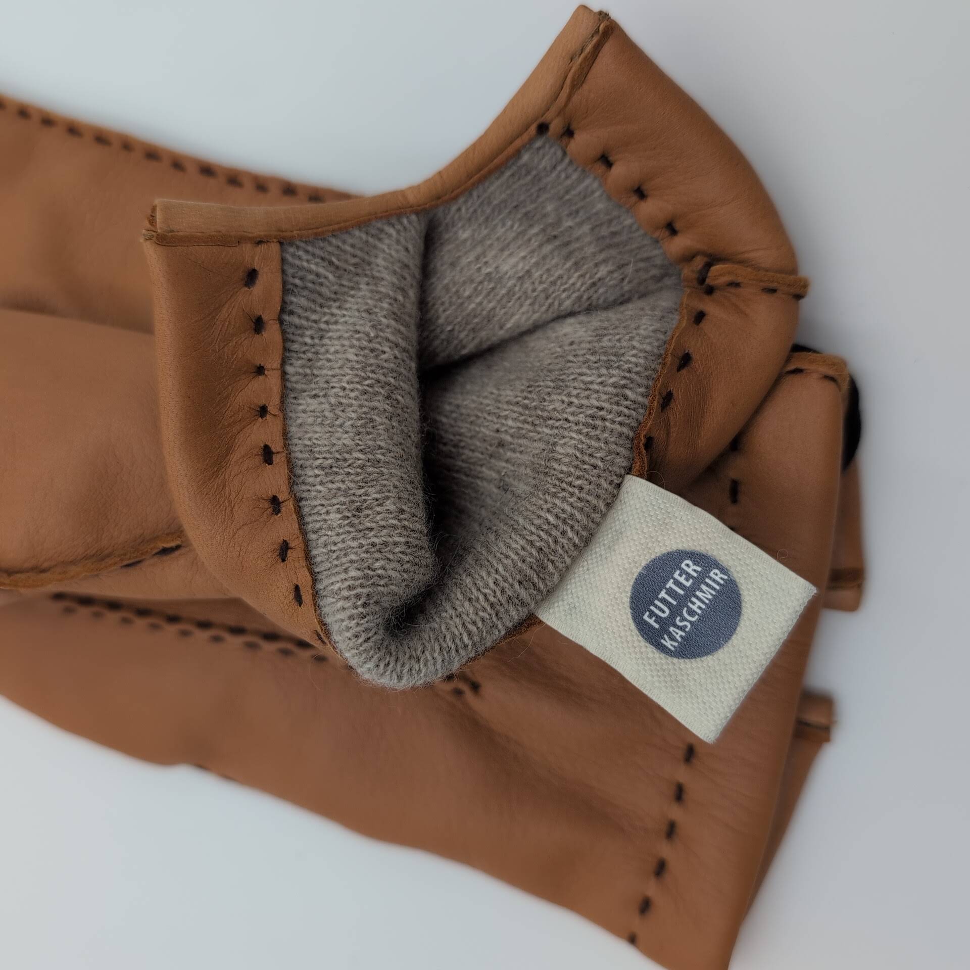 Gloves Deerskin Cashmere Lining Cognac