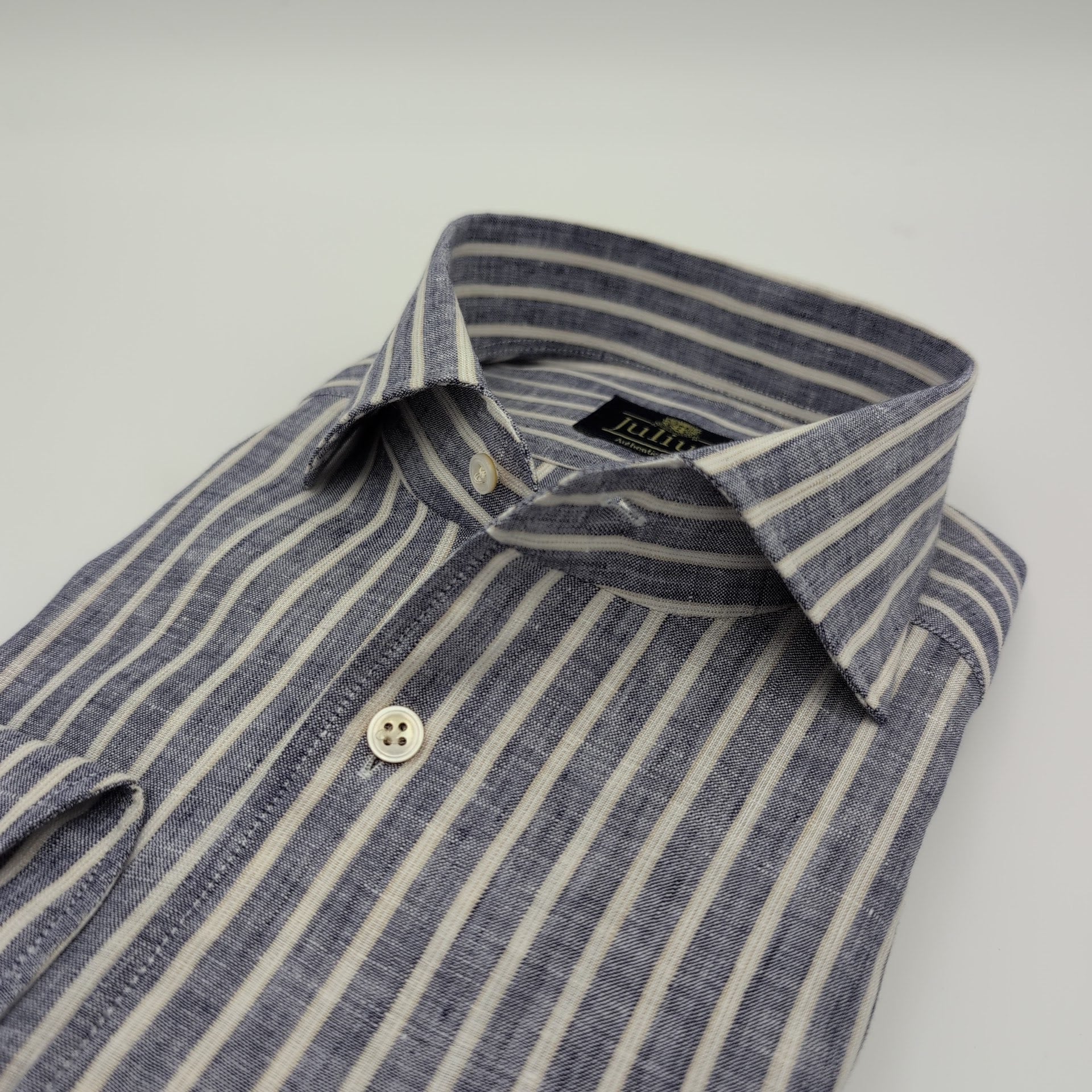 Cutaway Utrasoft Luxury Linen Shirt Blue Stripes