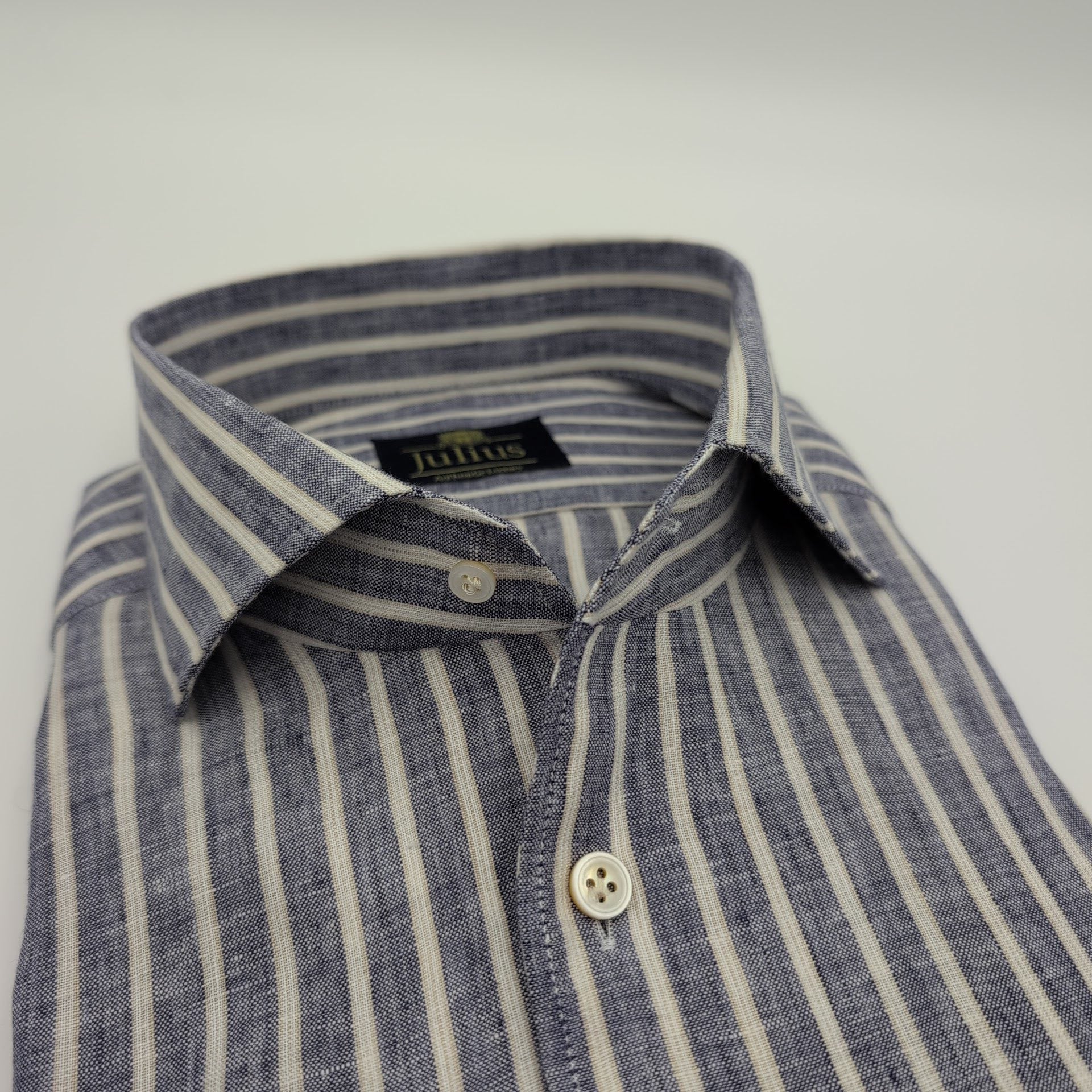 Cutaway Utrasoft Luxury Linen Shirt Blue Stripes