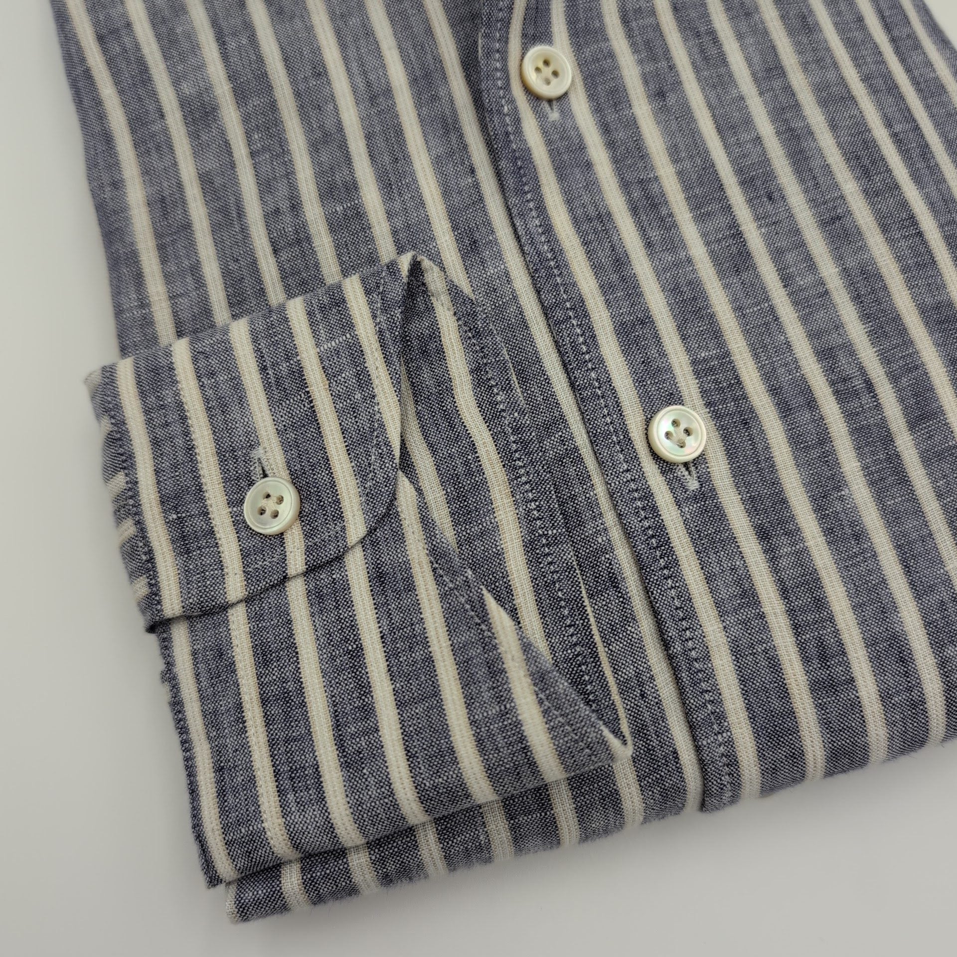 Cutaway Utrasoft Luxury Linen Shirt Blue Stripes