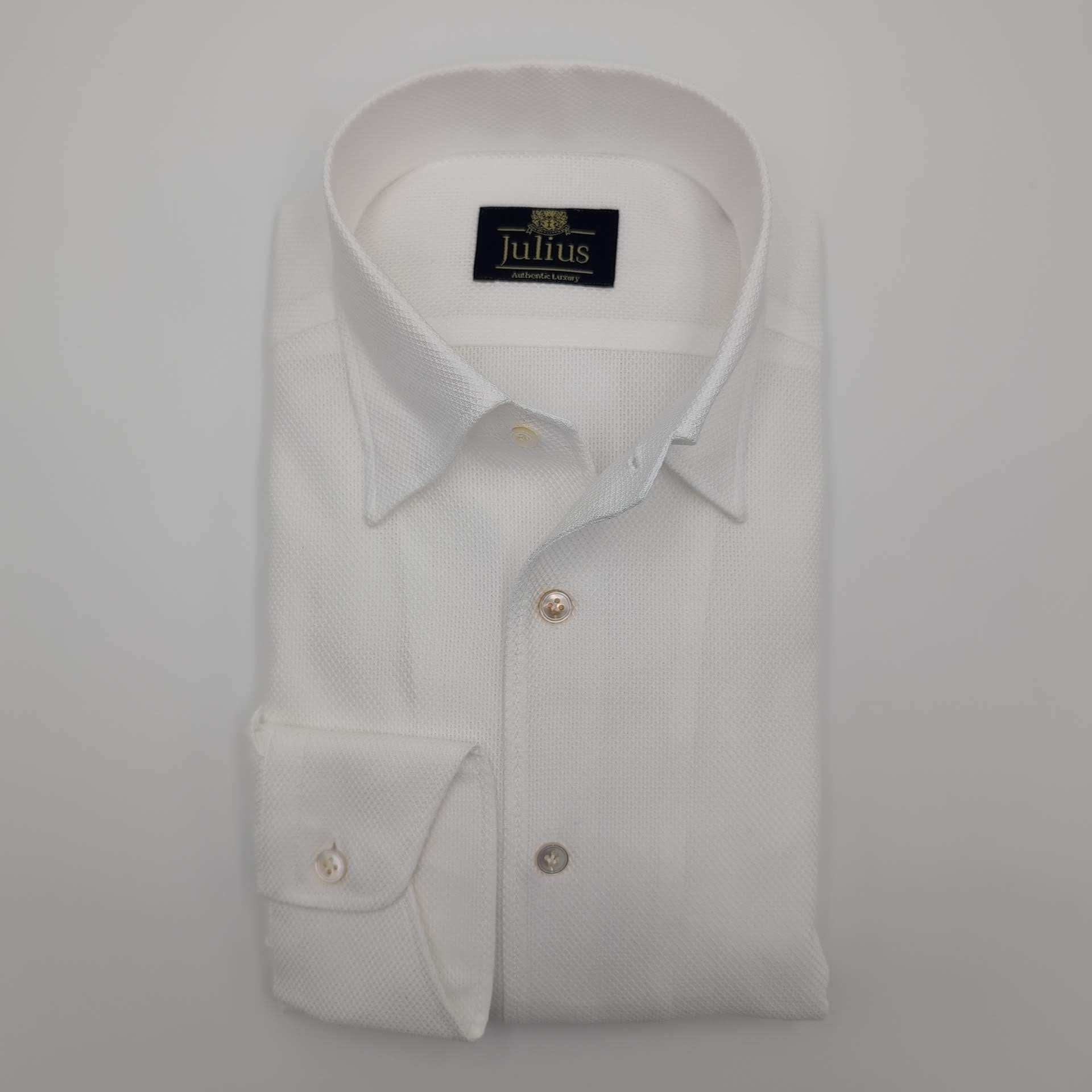 Hidden Button Luxury Giro Inglese Shirt White