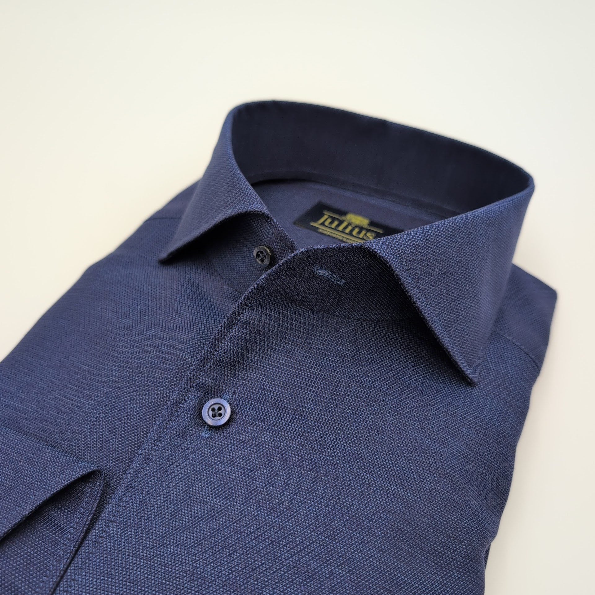 Cutaway Luxury Linen/Cotton Shirt Dark Blue