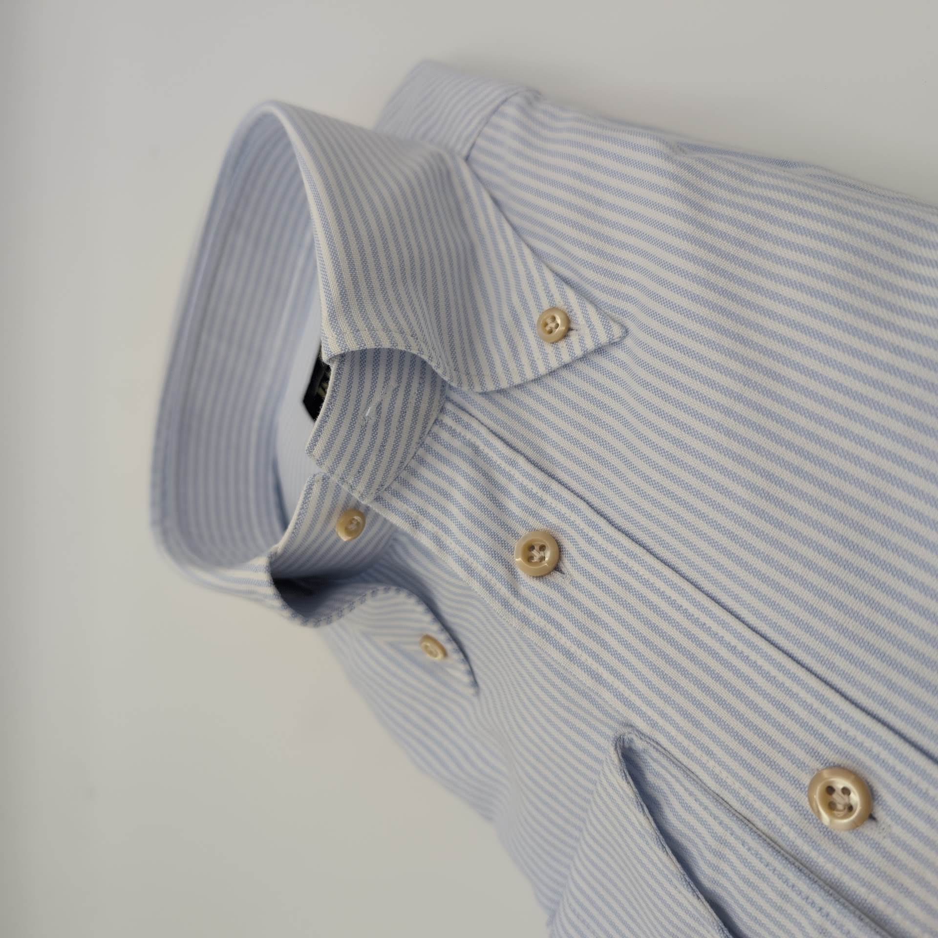 Button Down Shirt Comfort Flex Stripes Blue