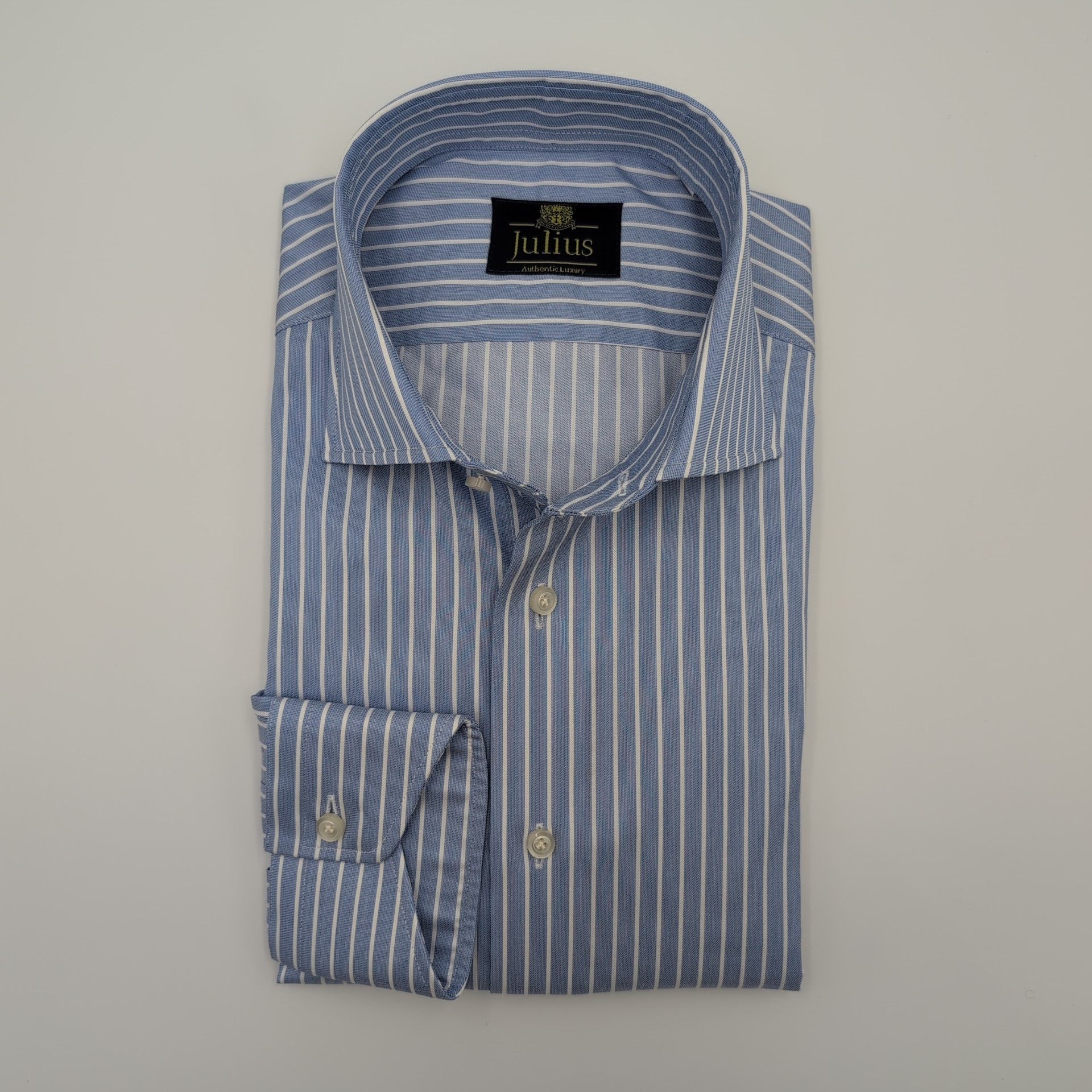 Cutaway Shirt Comfort Flex Dressed Stripes Blue