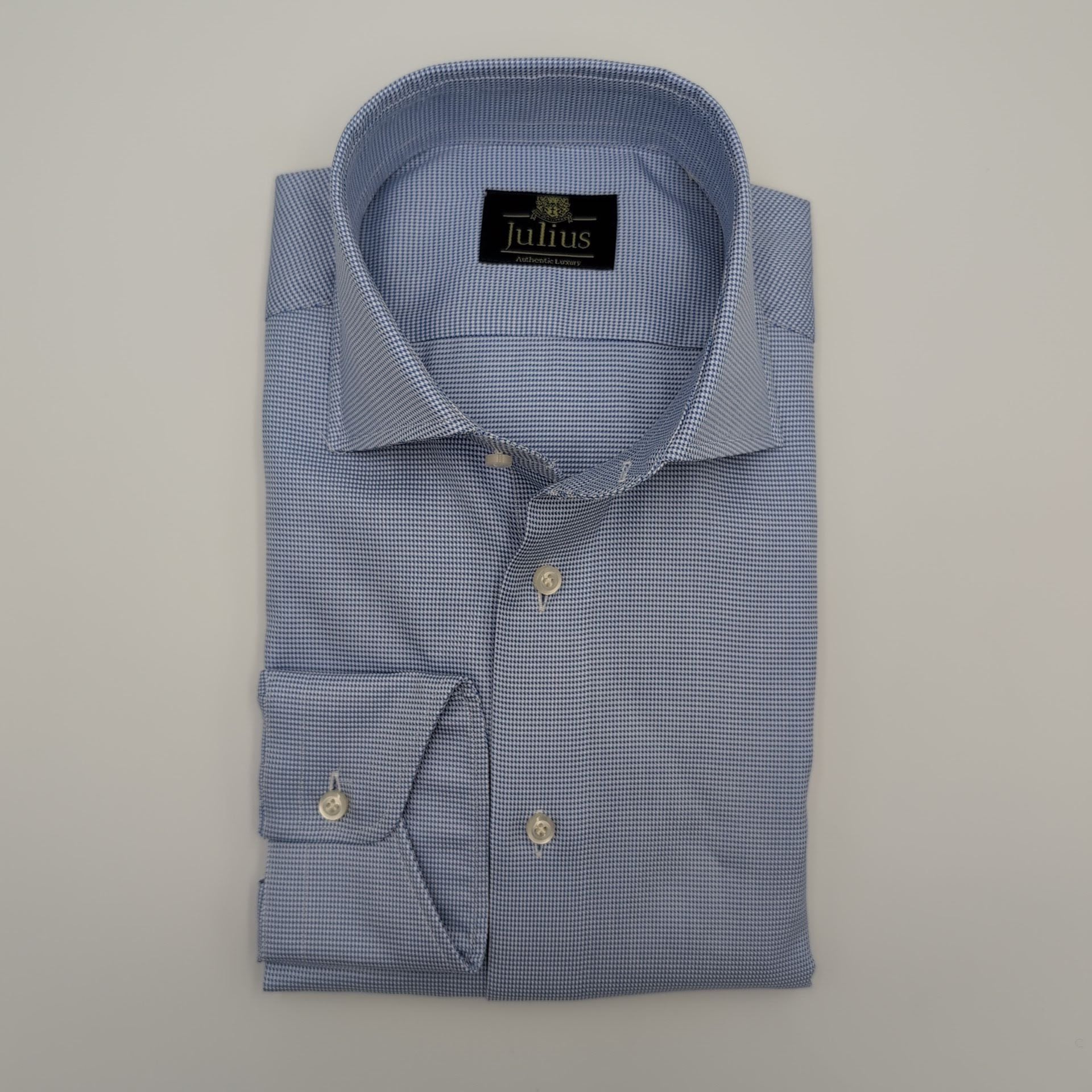 Cutaway Shirt Comfort Flex Pied de Poule Blue