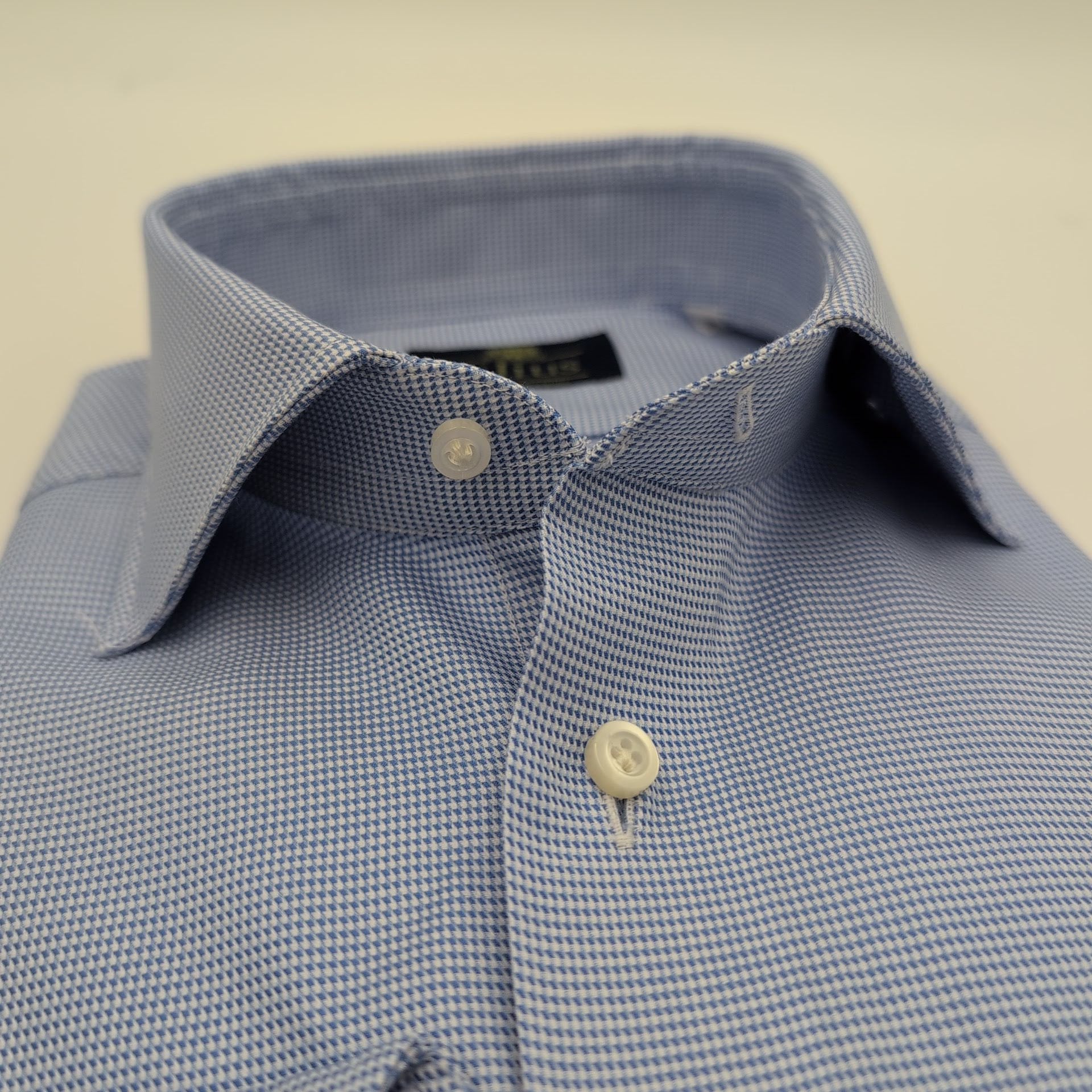 Cutaway Shirt Comfort Flex Pied de Poule Blue