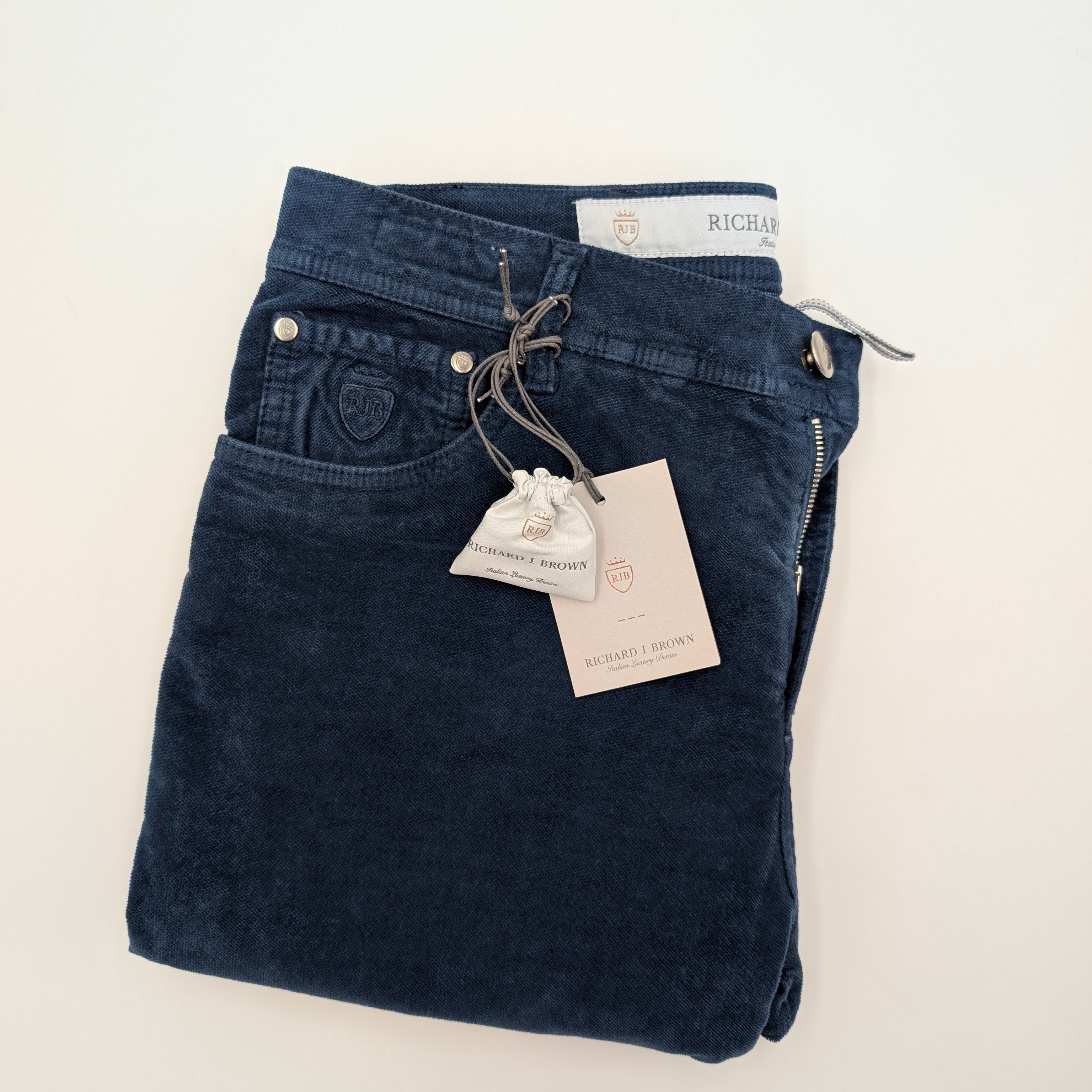5-pocket Velours Cotton Blue