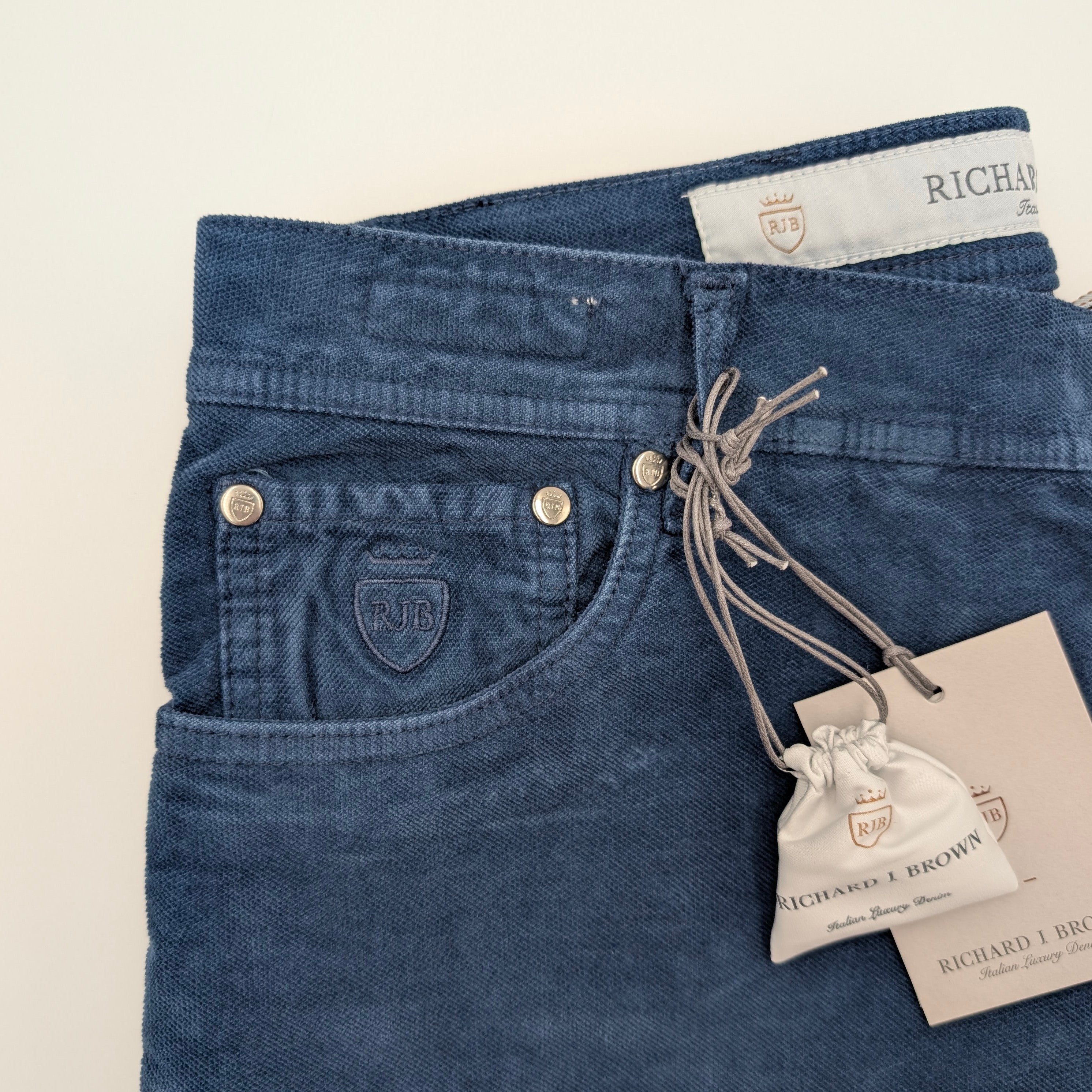 5-pocket Velours Cotton Blue