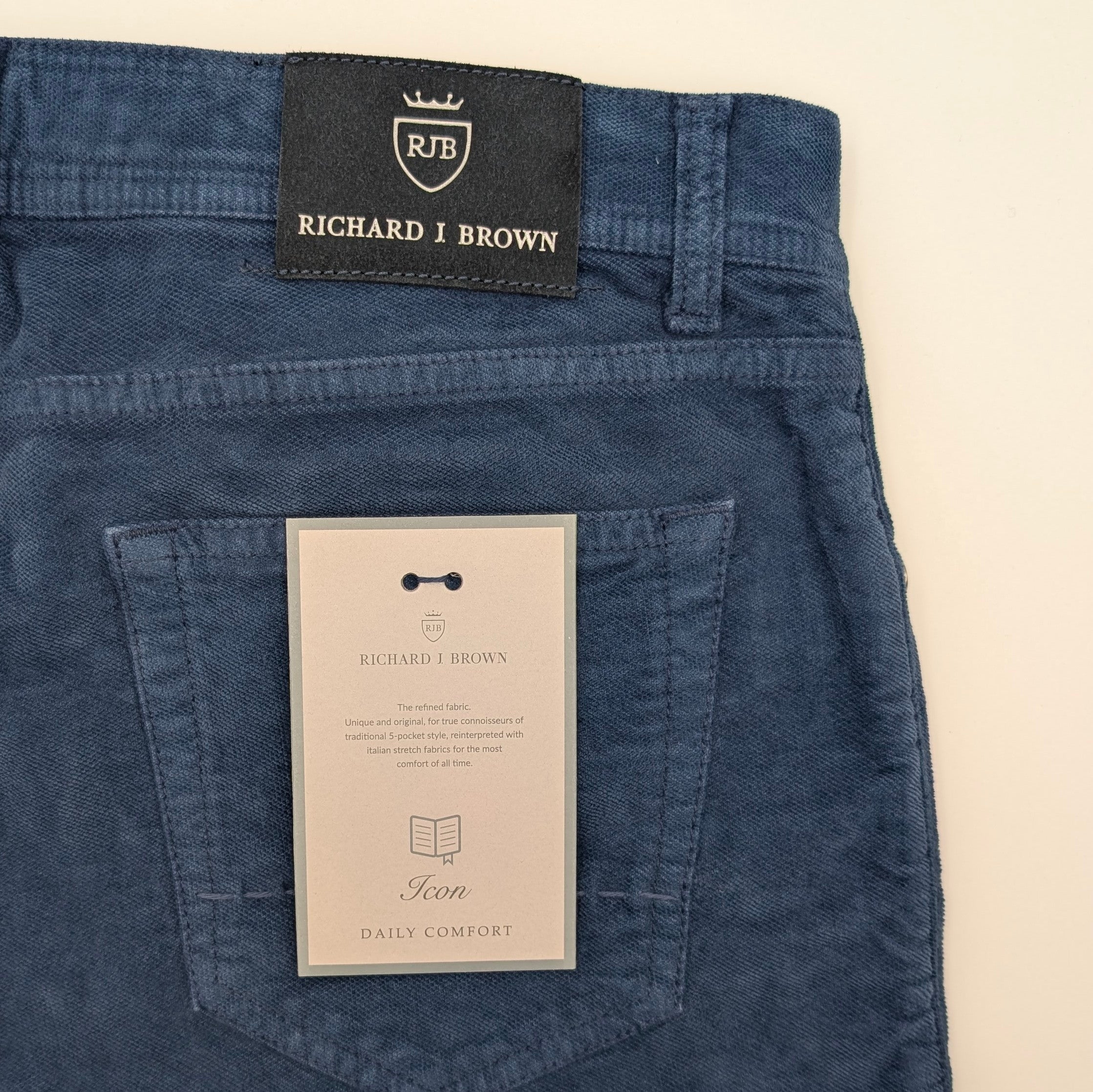 5-pocket Velours Cotton Blue