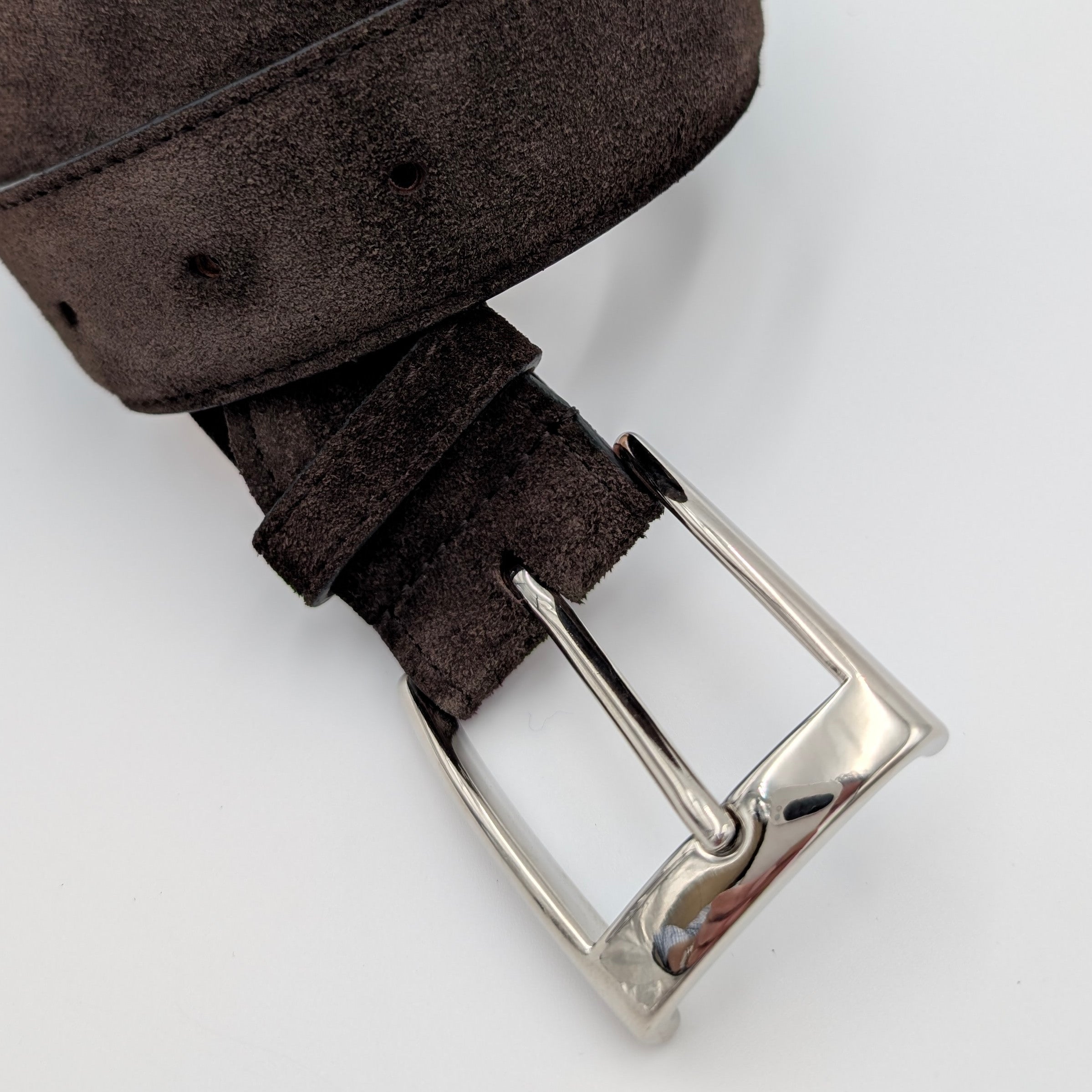 Belt Calf Suede Dark Brown