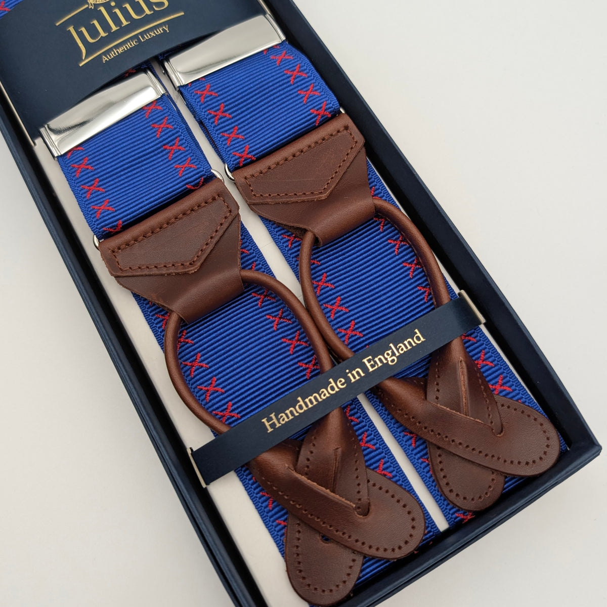Braces Royal Blue/Red Stitch