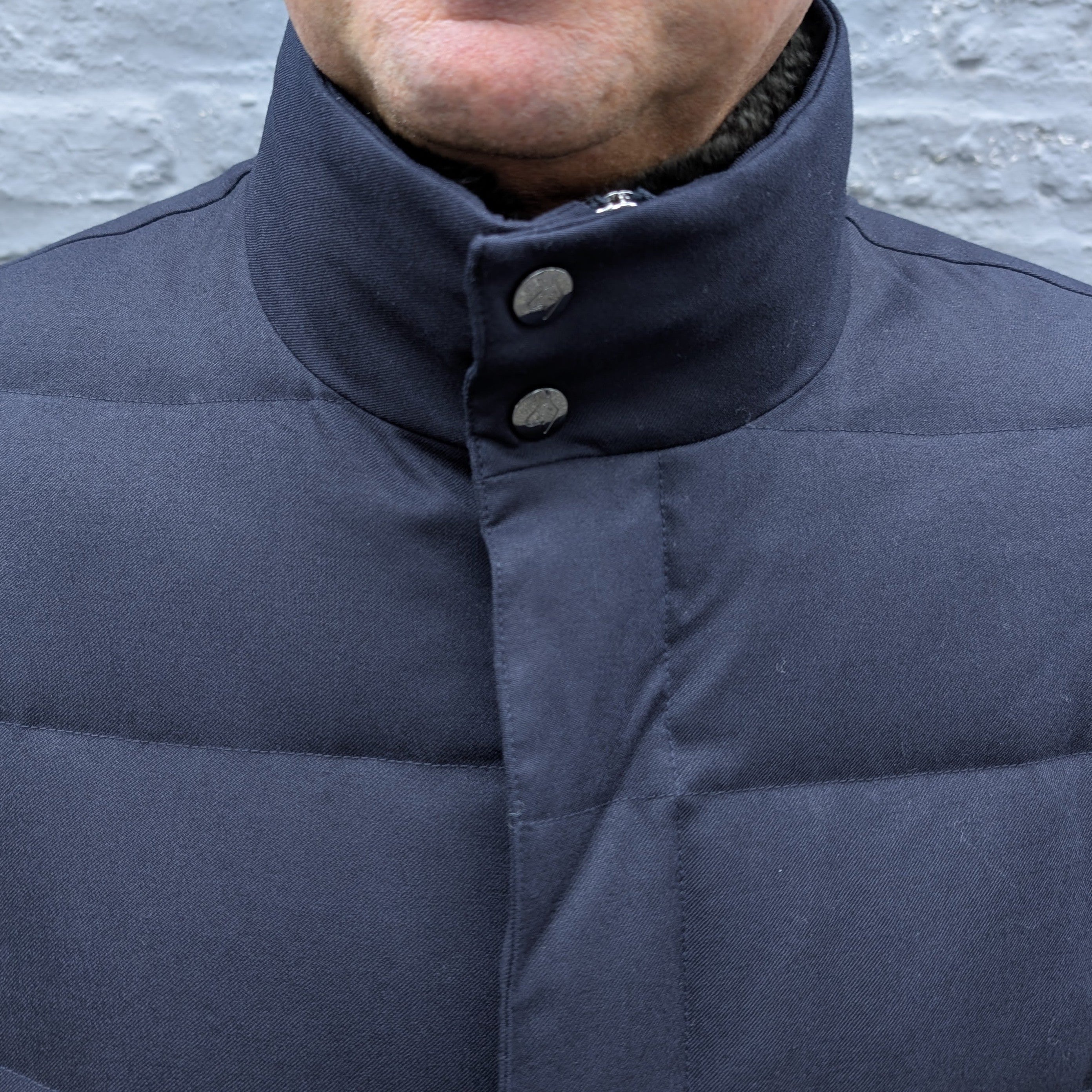 Vitale Barberis Canonico Wool Bomber Jacket Down and Fur Collar Blue