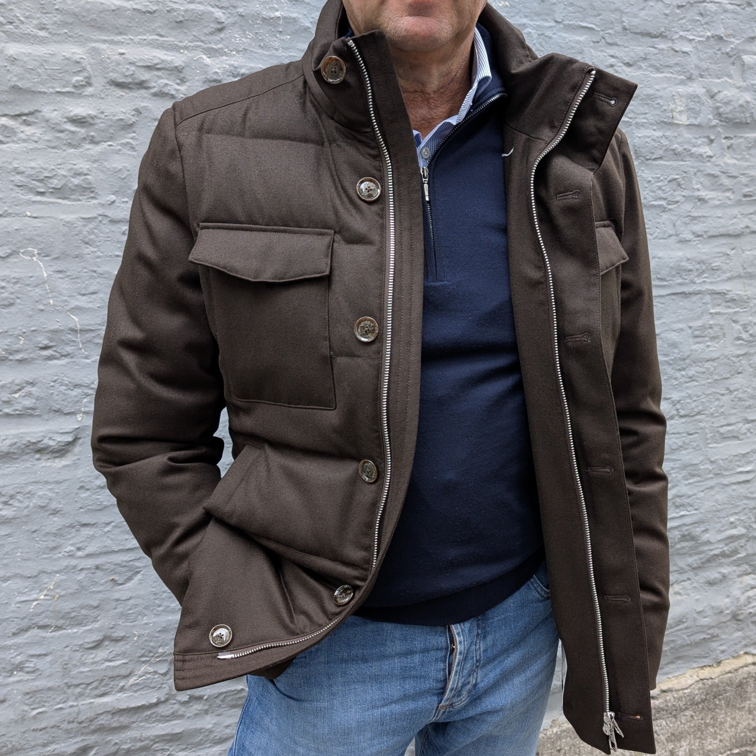 Vitale Barberis Canonico Wool/Down Jacket Brown