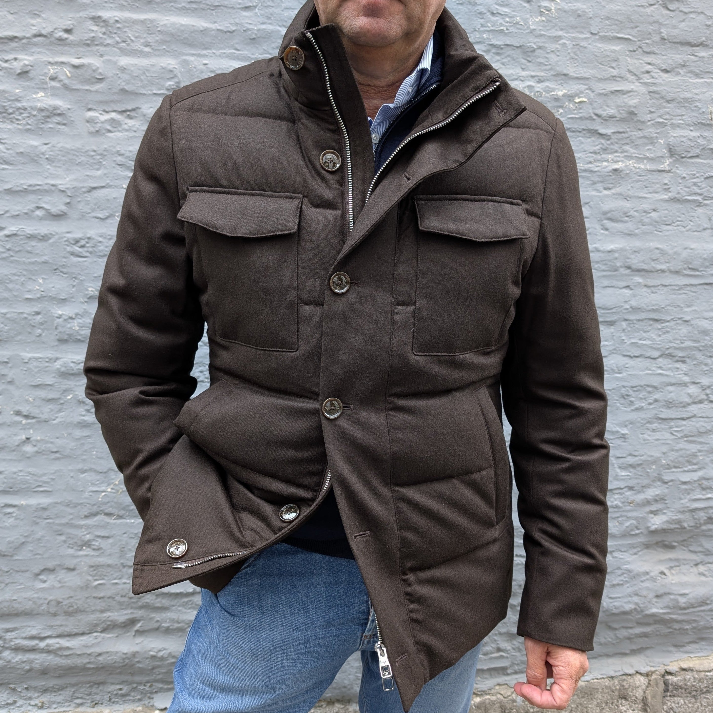 Vitale Barberis Canonico Wool/Down Jacket Brown