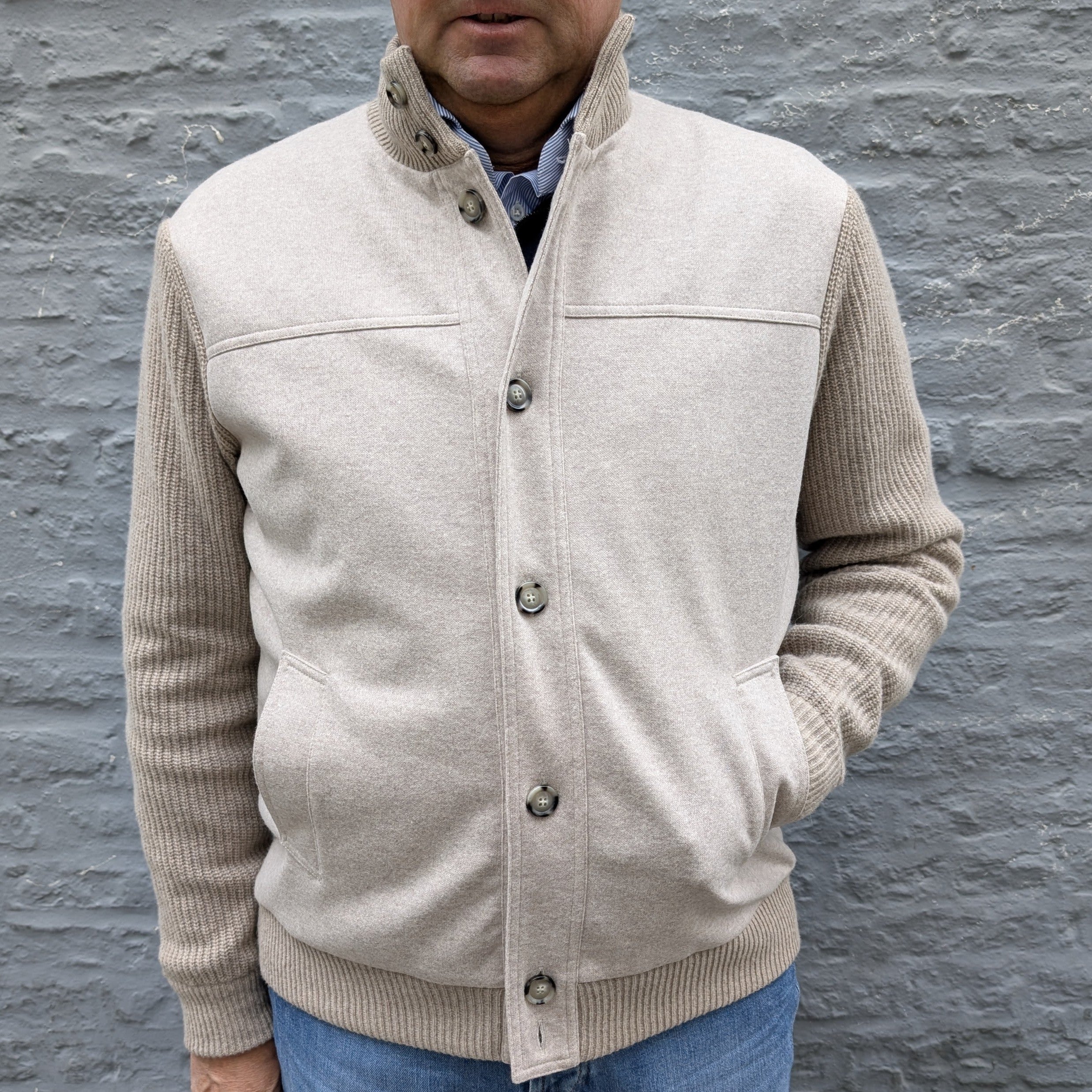 Baseball Jacket Wool/Knit Beige