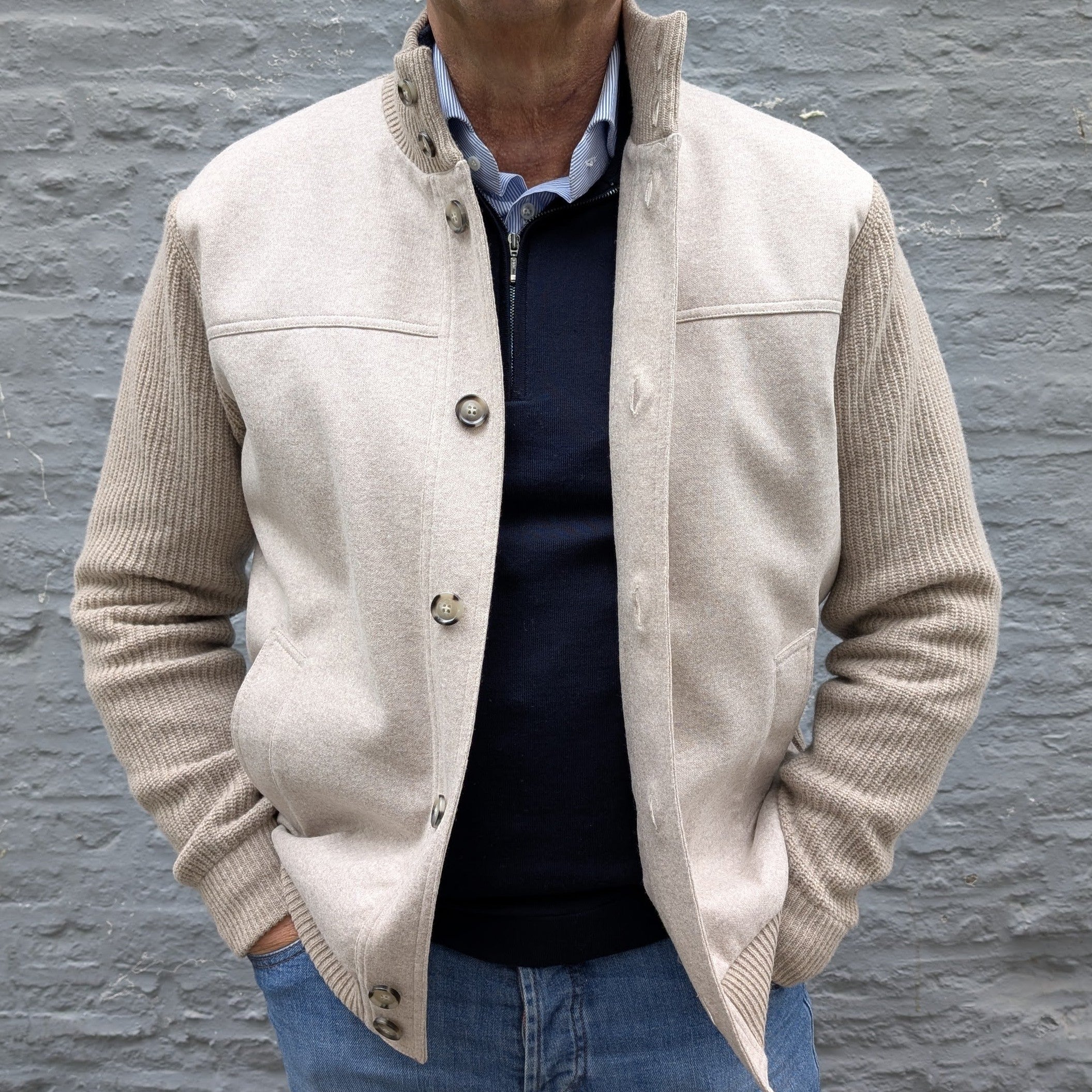Baseball Jacket Wool/Knit Beige