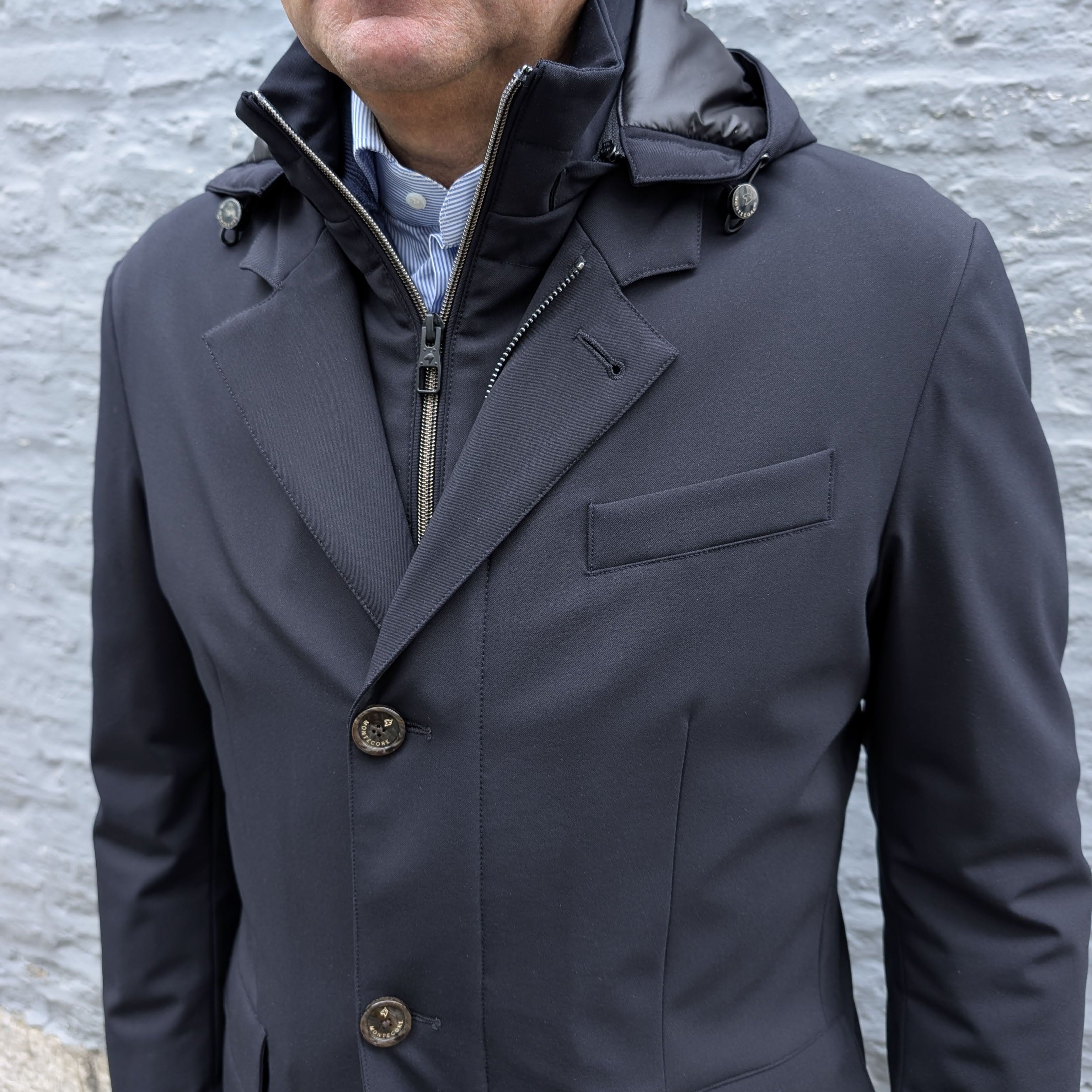 Light Down Jacket Removable Hoodie Blu