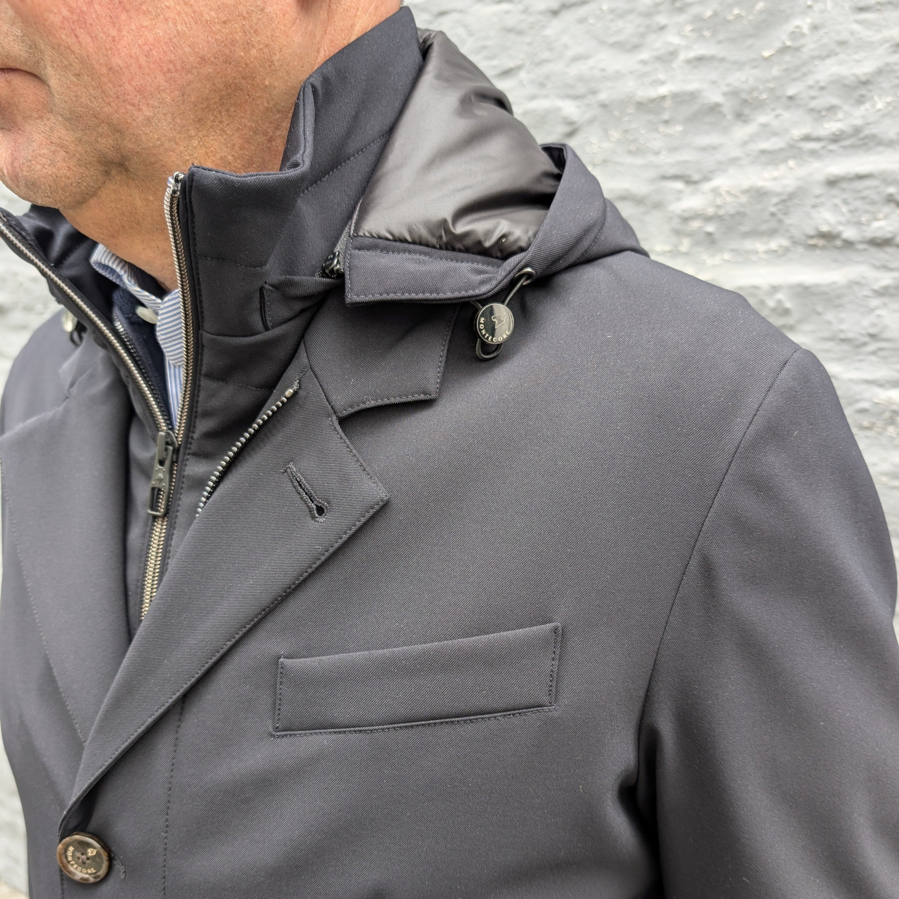 Light Down Jacket Removable Hoodie Blu