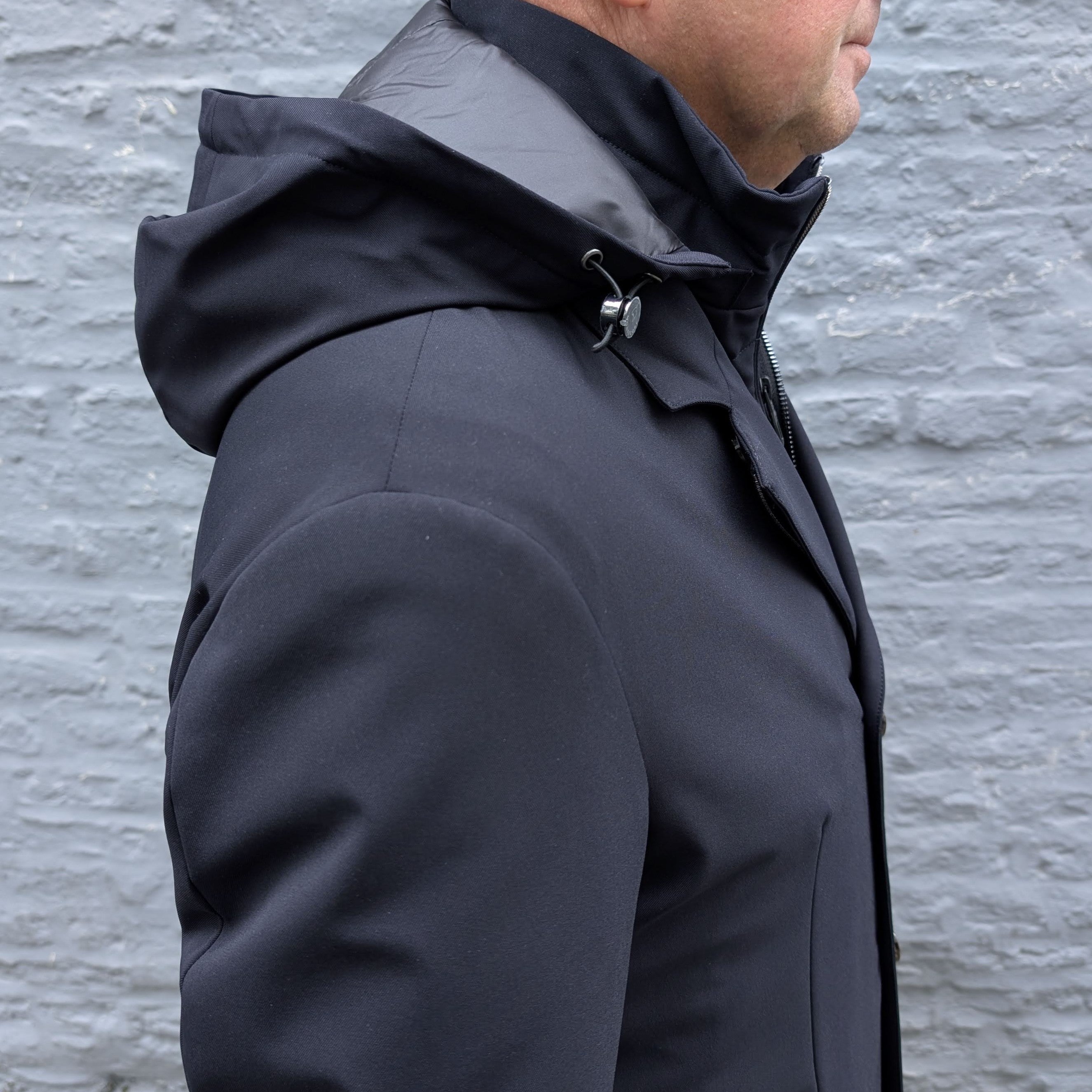Light Down Jacket Removable Hoodie Blu