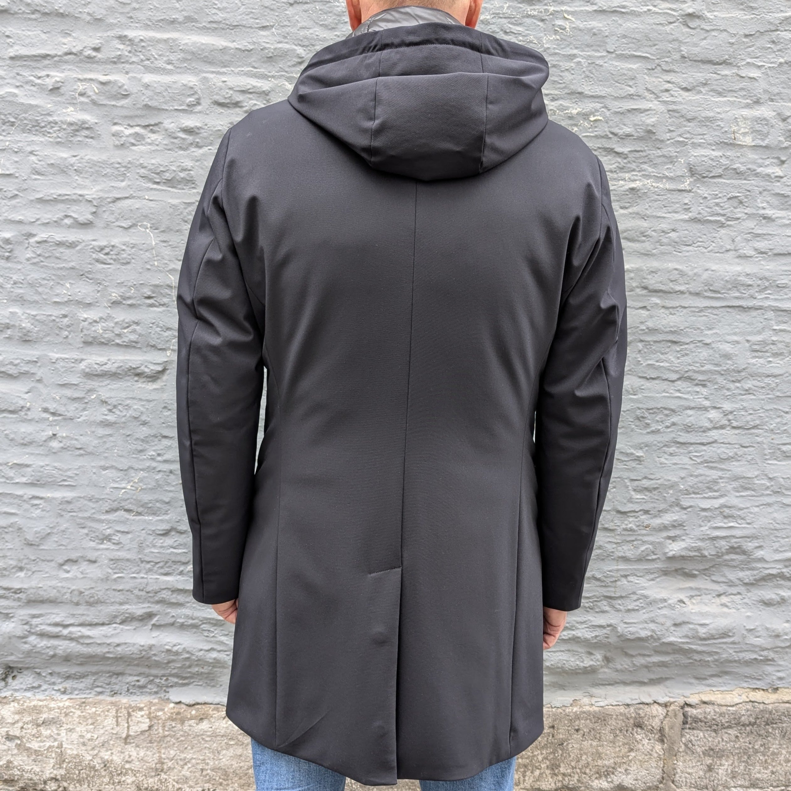Light Down Jacket Removable Hoodie Blu