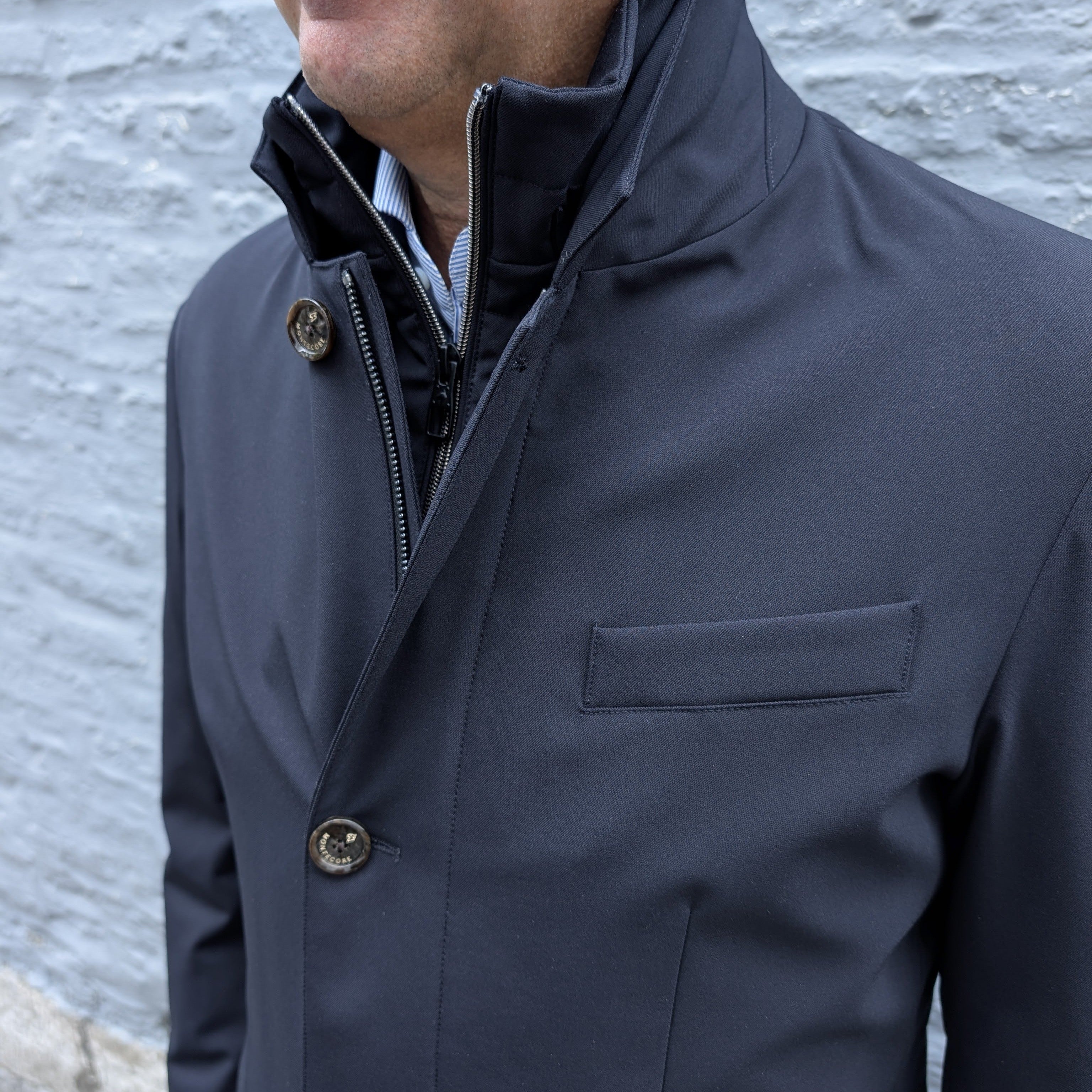 Light Down Jacket Removable Hoodie Blu