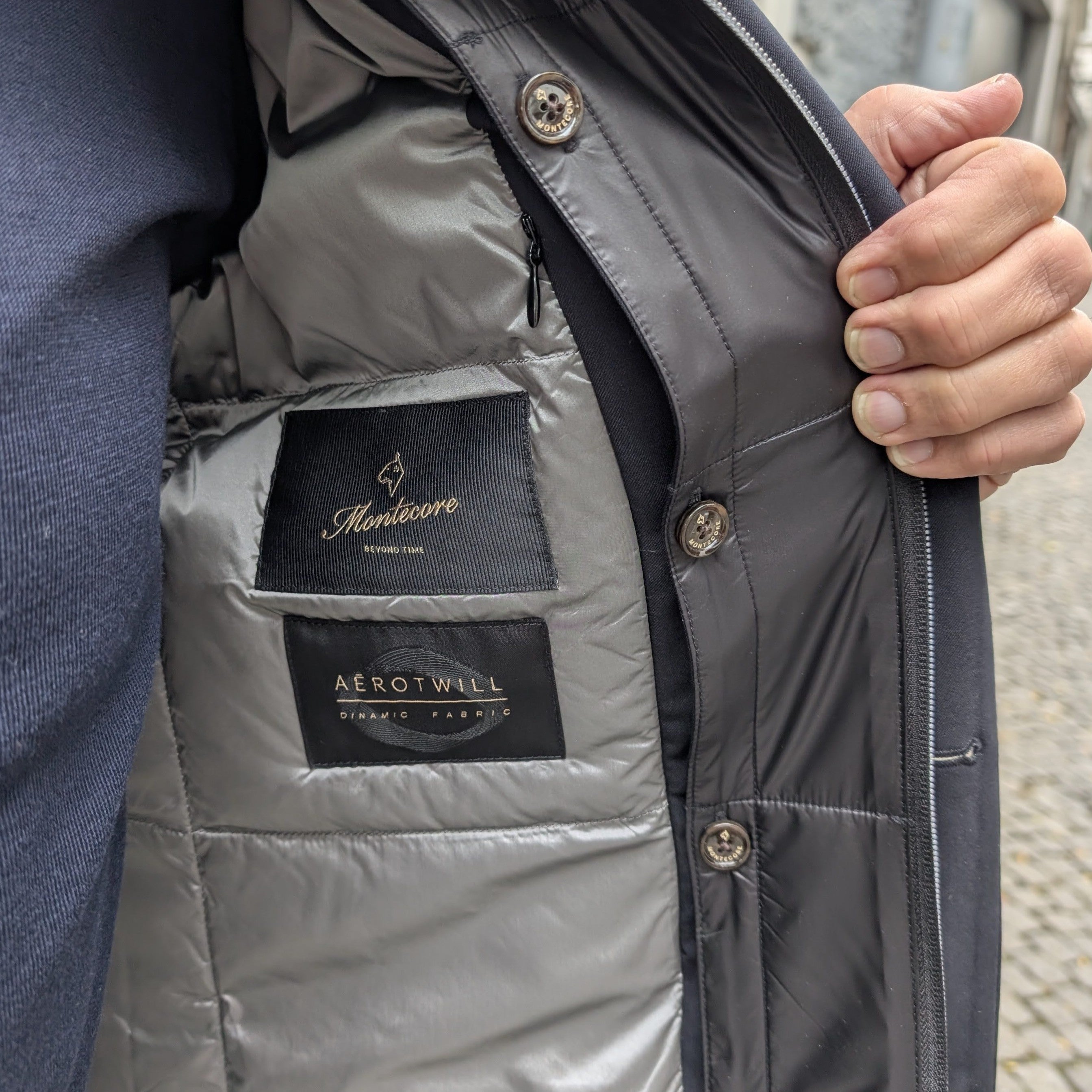 Light Down Jacket Removable Hoodie Blu