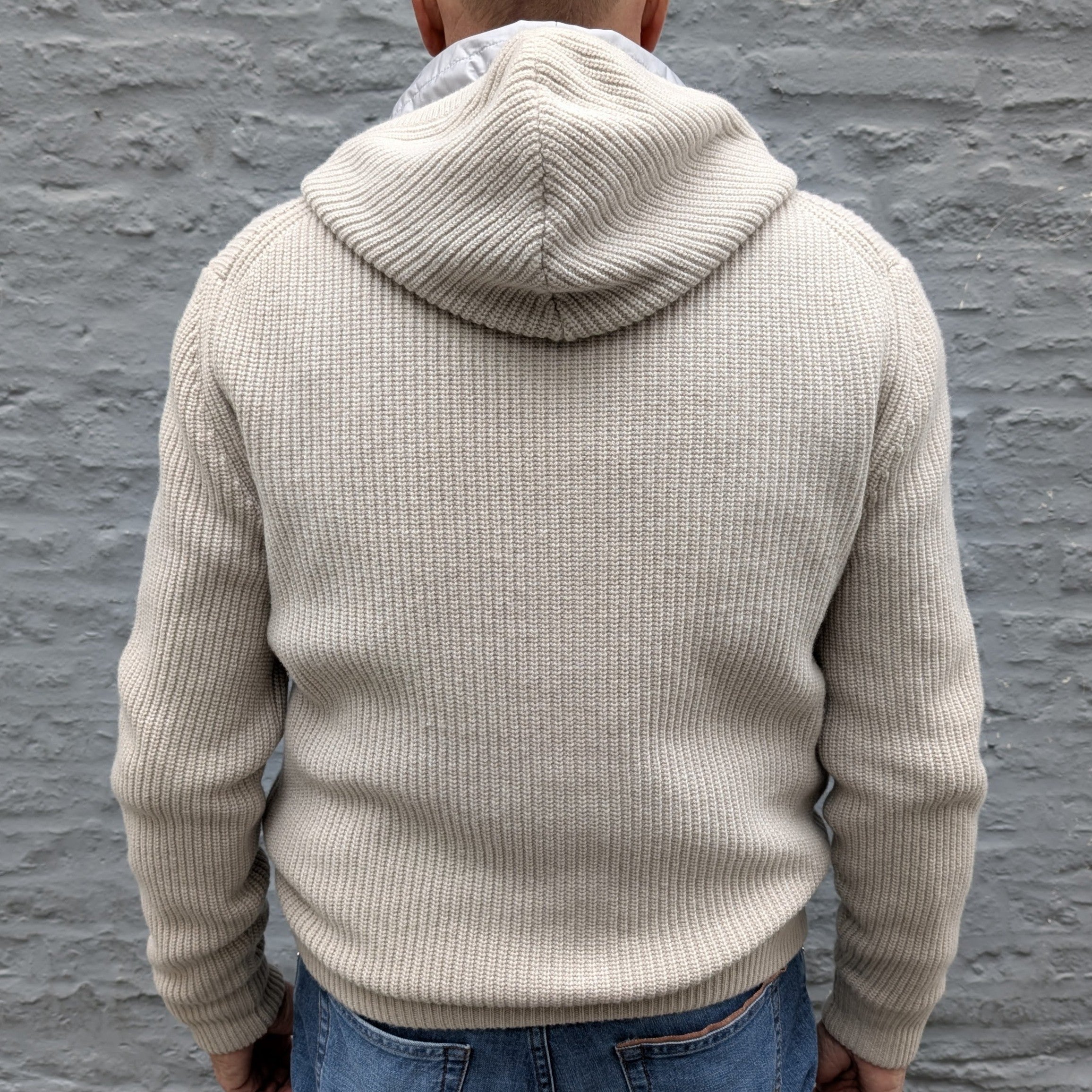 Vest Jacket Knitted Zip-Up Hoodie Beige