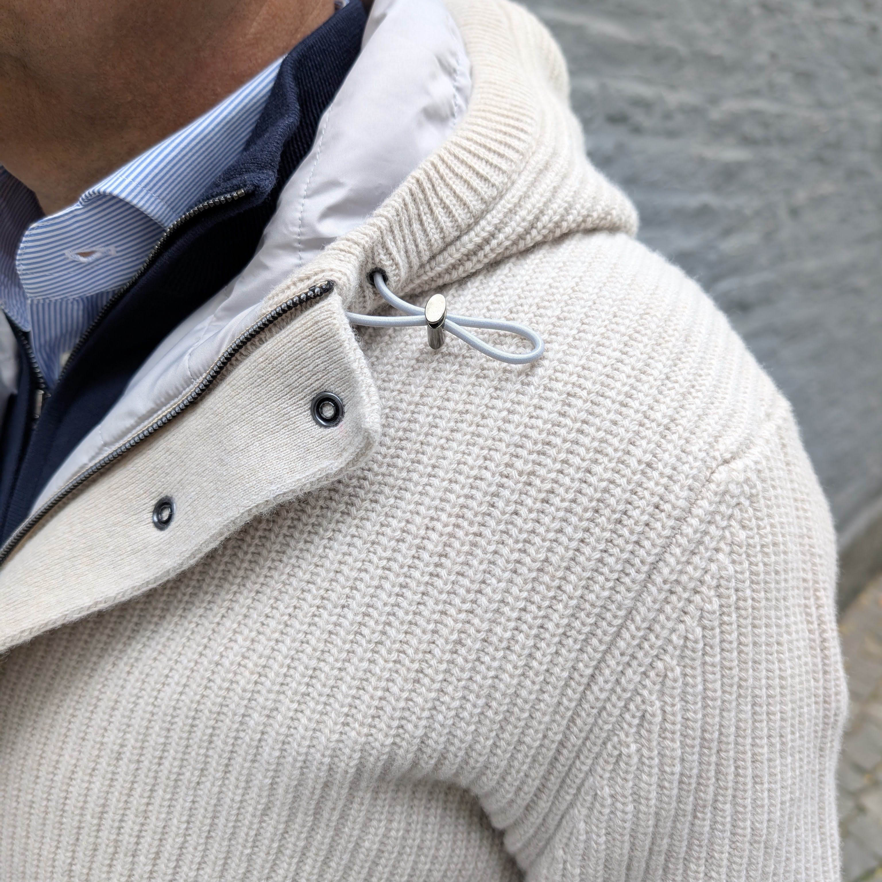 Vest Jacket Knitted Zip-Up Hoodie Beige