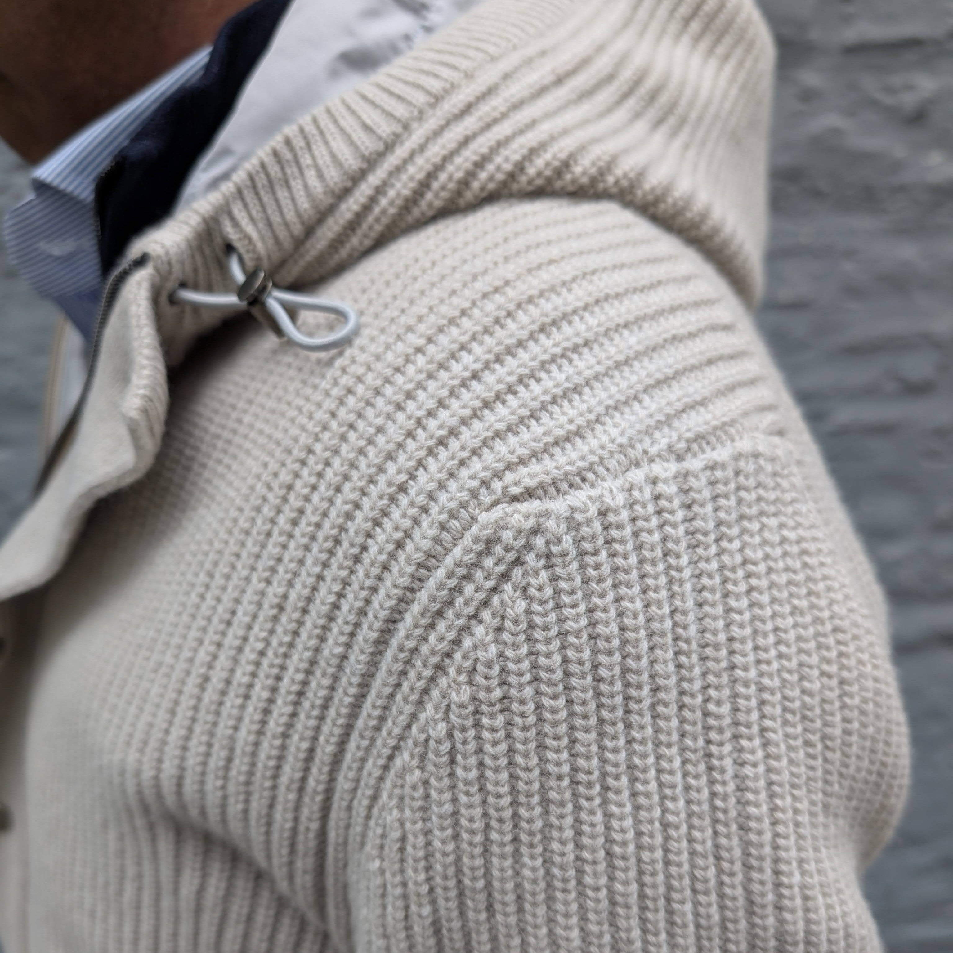 Vest Jacket Knitted Zip-Up Hoodie Beige