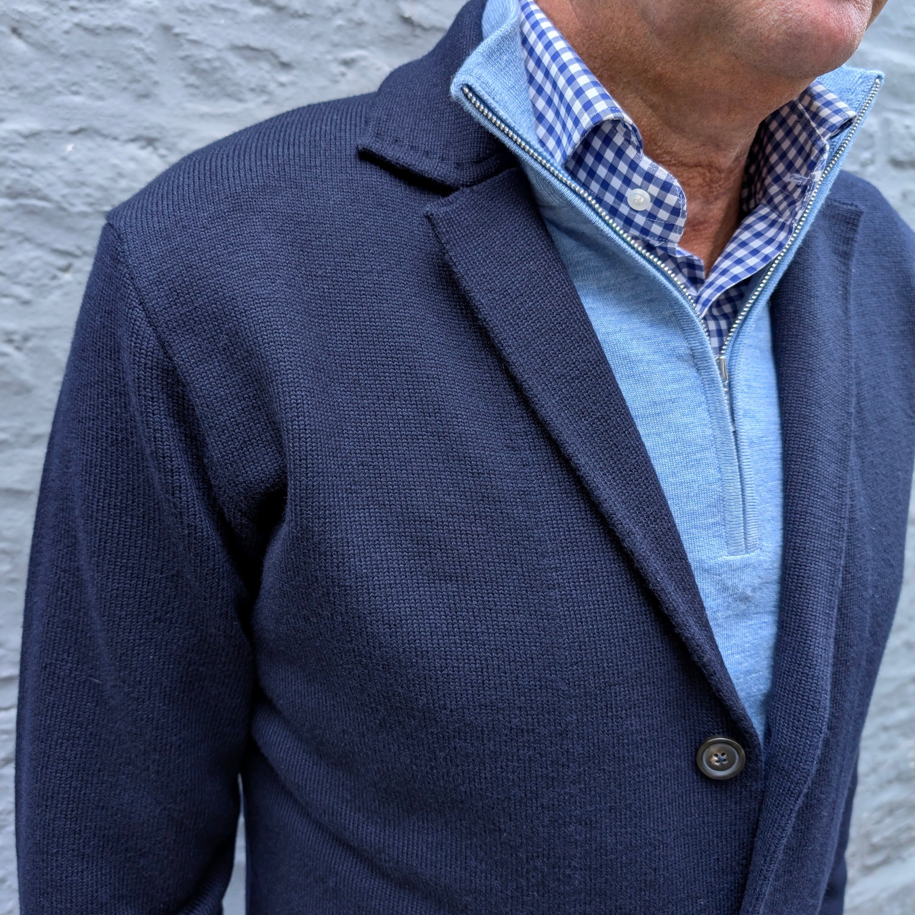 Luxury Merino Knitted Jacket Blue