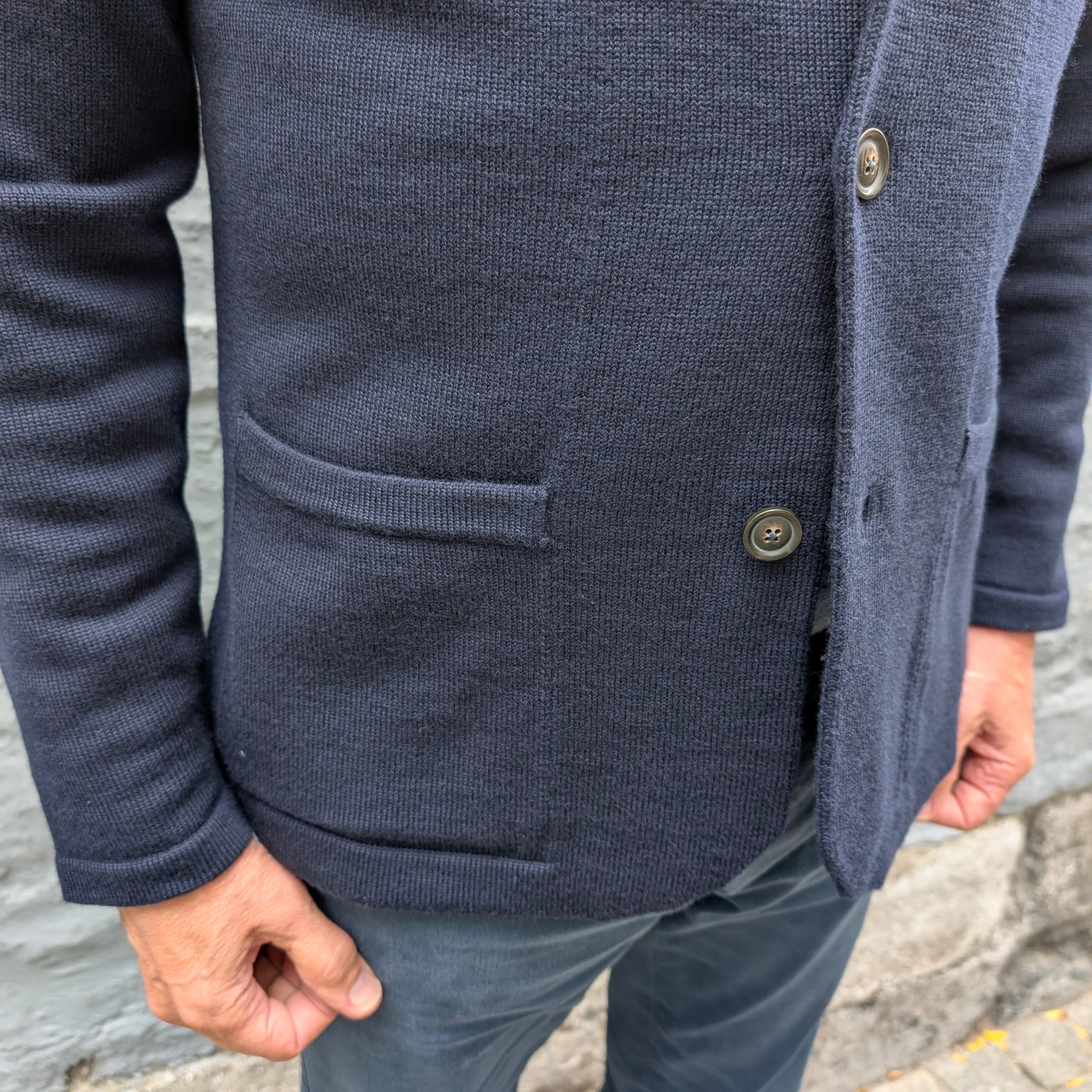 Luxury Merino Knitted Jacket Blue