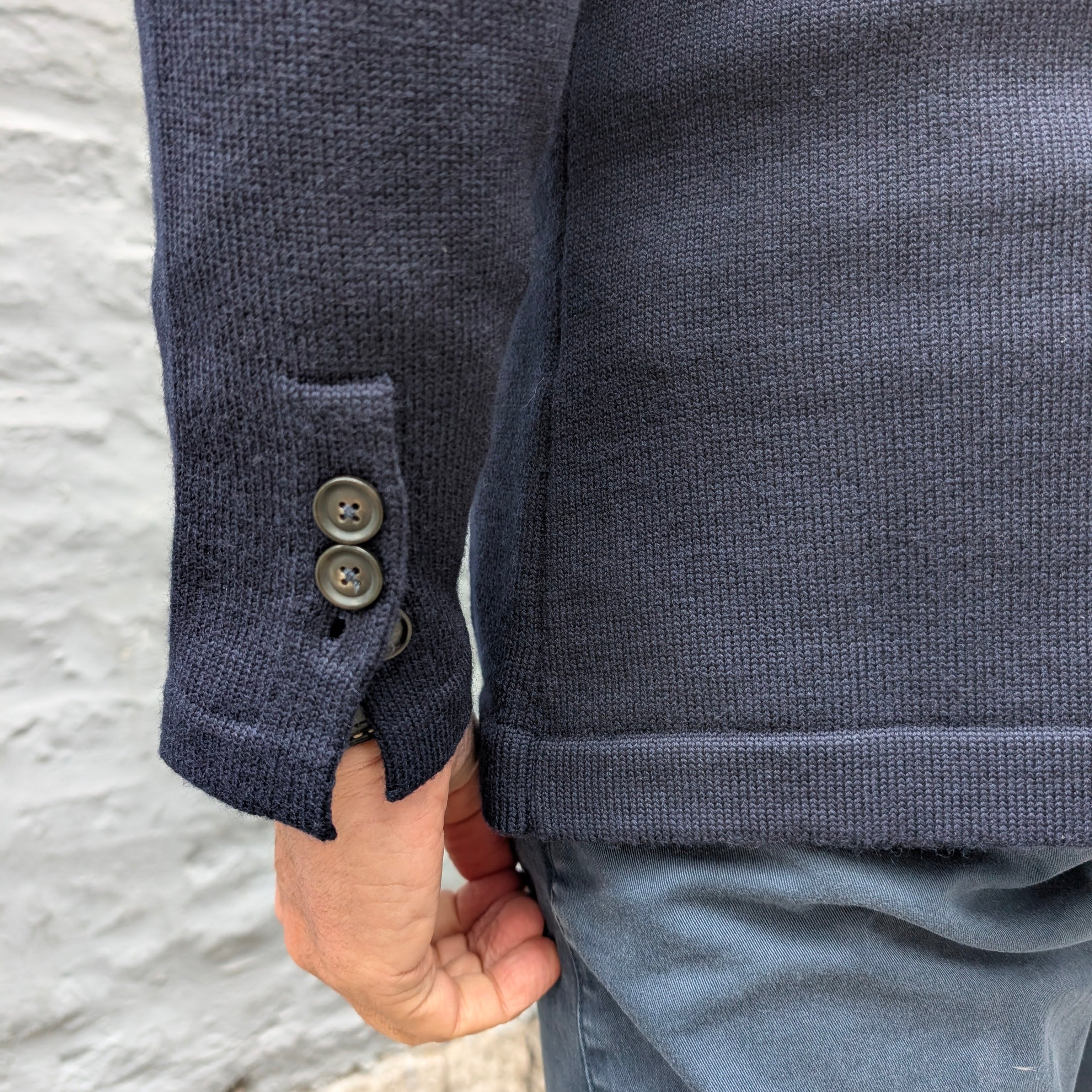 Luxury Merino Knitted Jacket Blue