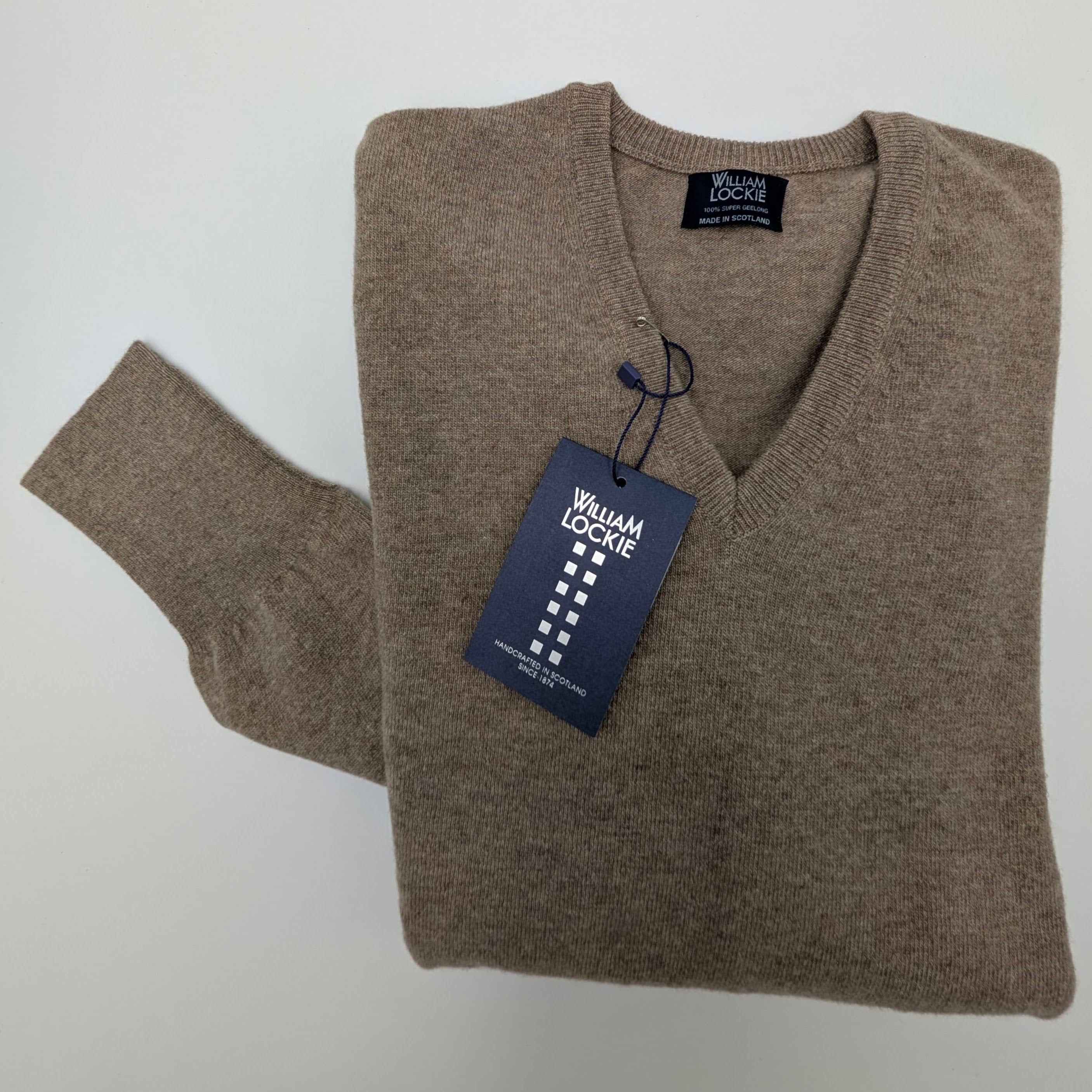 V-neck Super Geelong Sweater Dark Natural