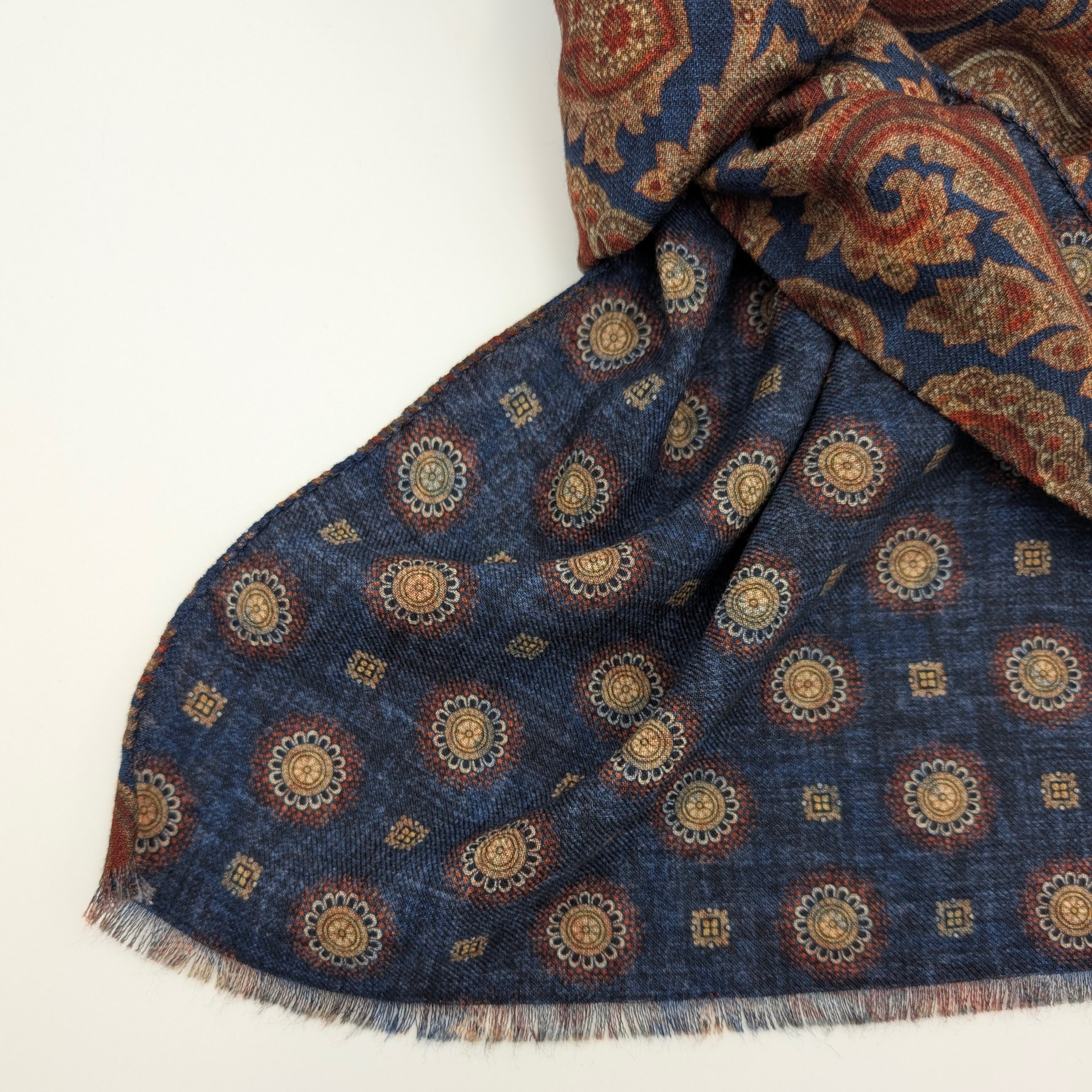 Scarf Light Wool Double Face Blue