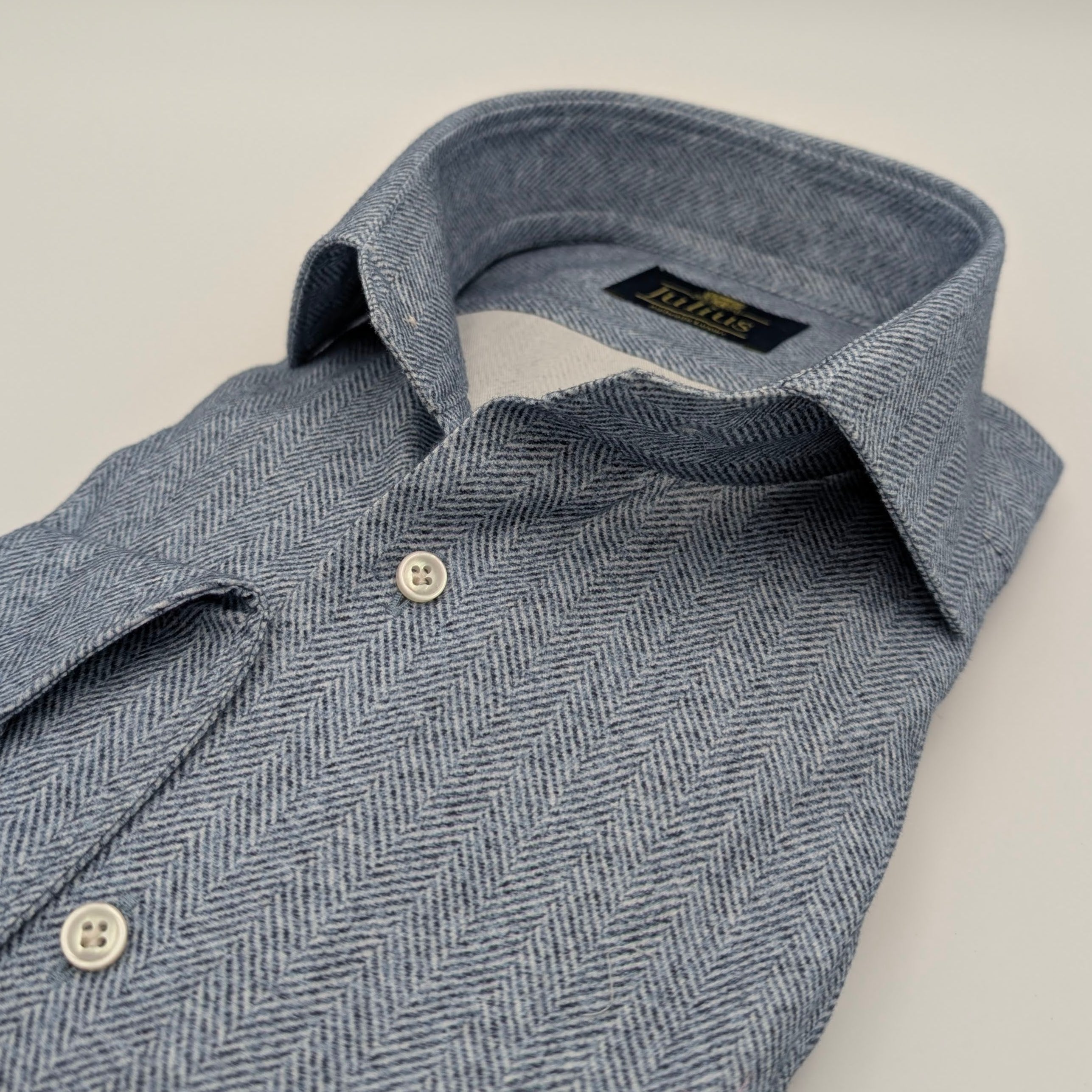 Shirt Soft Flannel Herringbone Dark Blue
