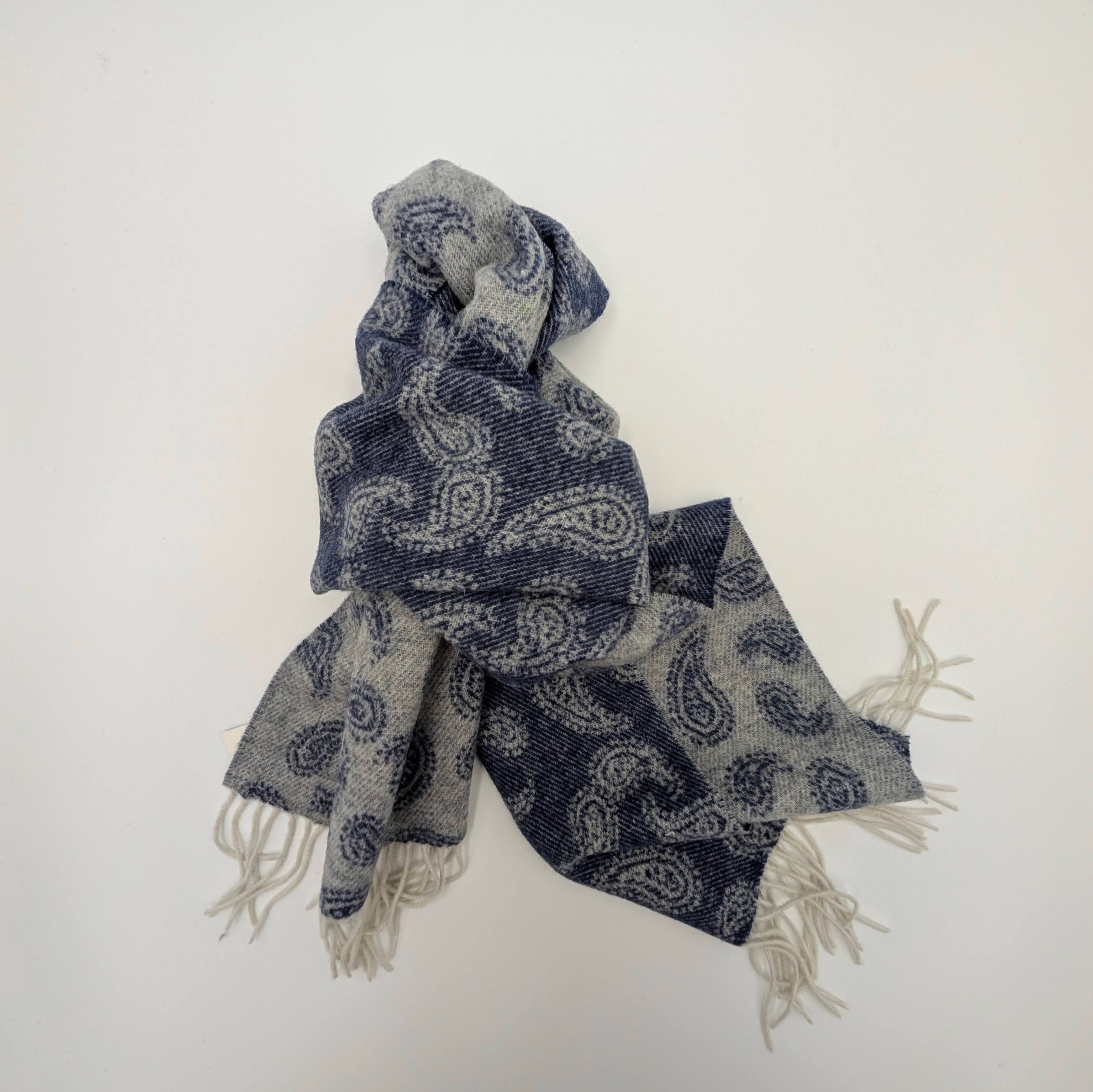 Scarf Wool/Cashmere Paisley Blue